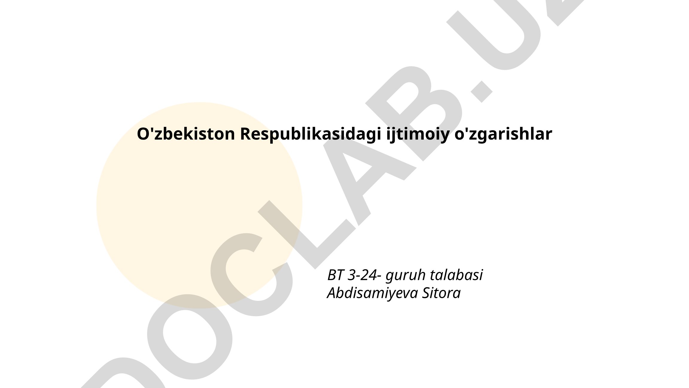 O'zbekiston Respublikasidagi ijtimoiy o'zgarishlar