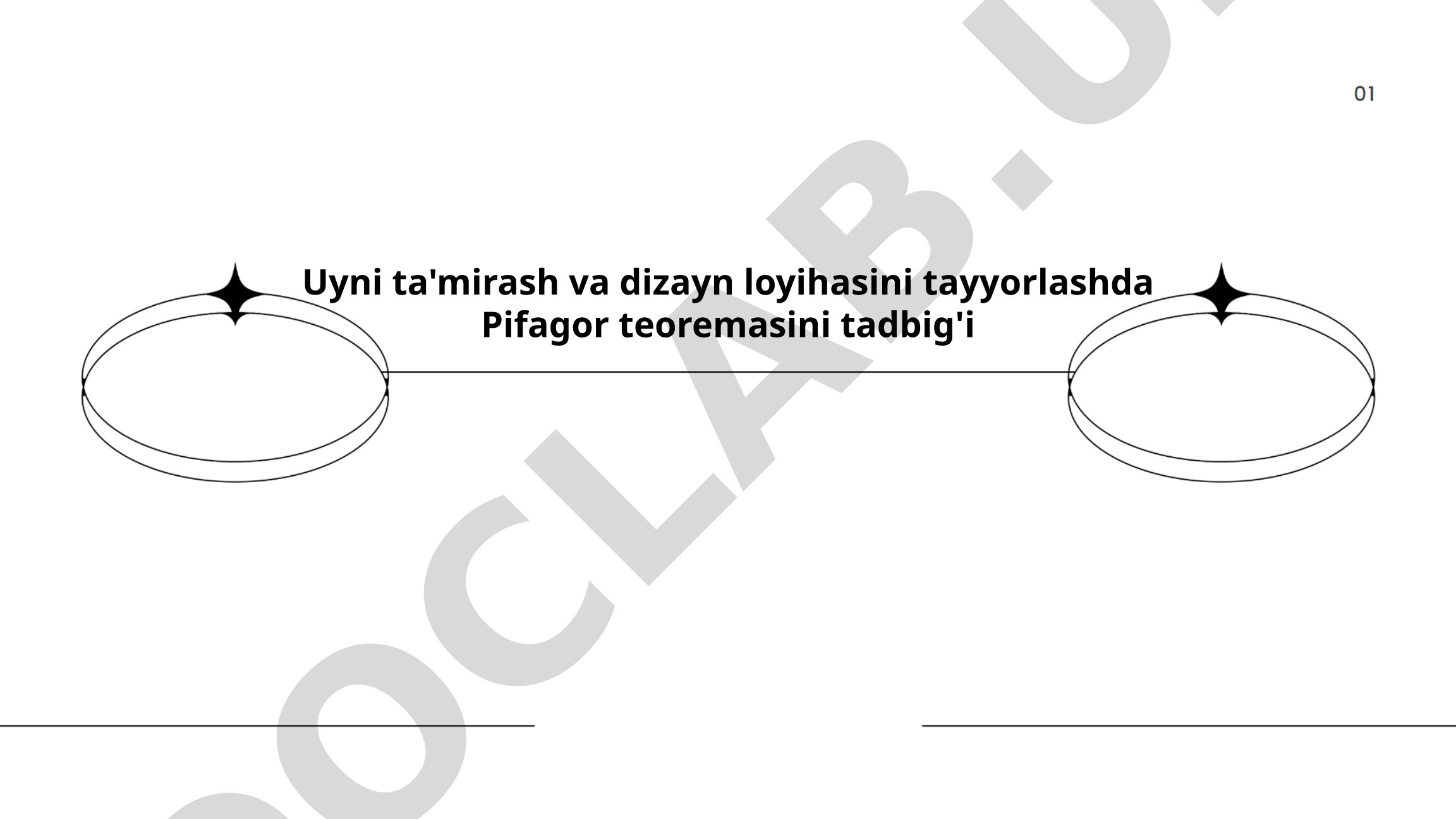 Uyni ta'mirash va dizayn loyihasini tayyorlashda Pifagor teoremasini tadbig'i