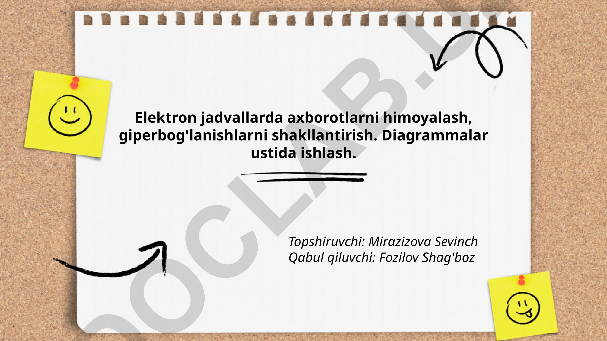 Elektron jadvallarda axborotlarni himoyalash va diagrammalar ustida ishlash
