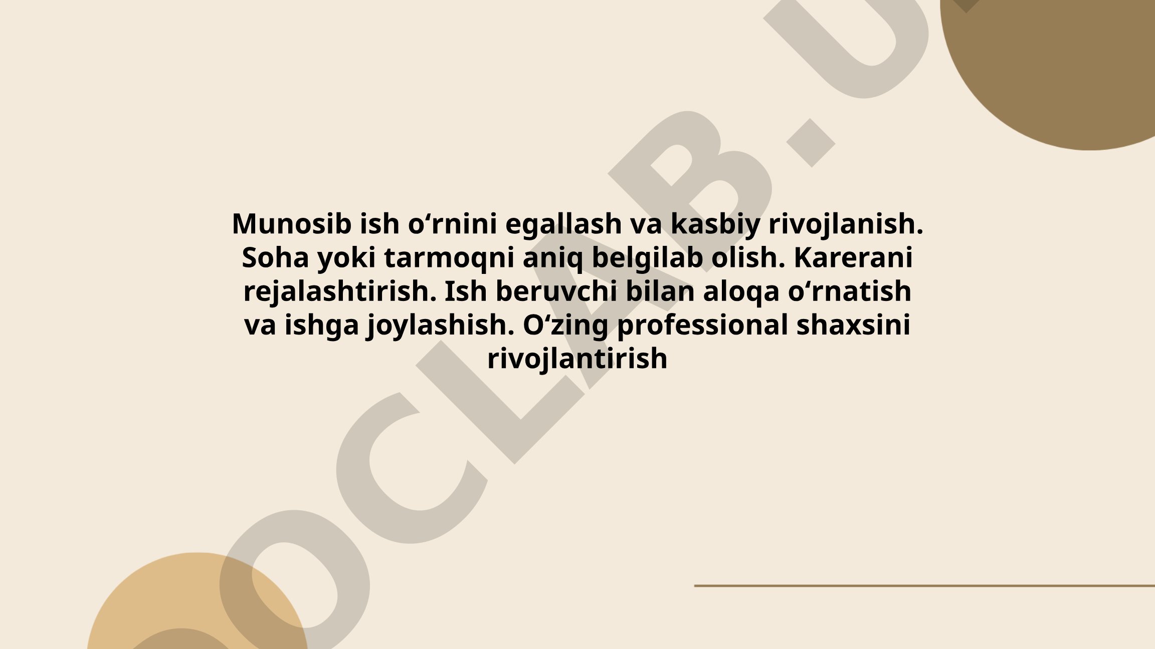 Munosib ish oʻrnini egallash va kasbiy rivojlanish