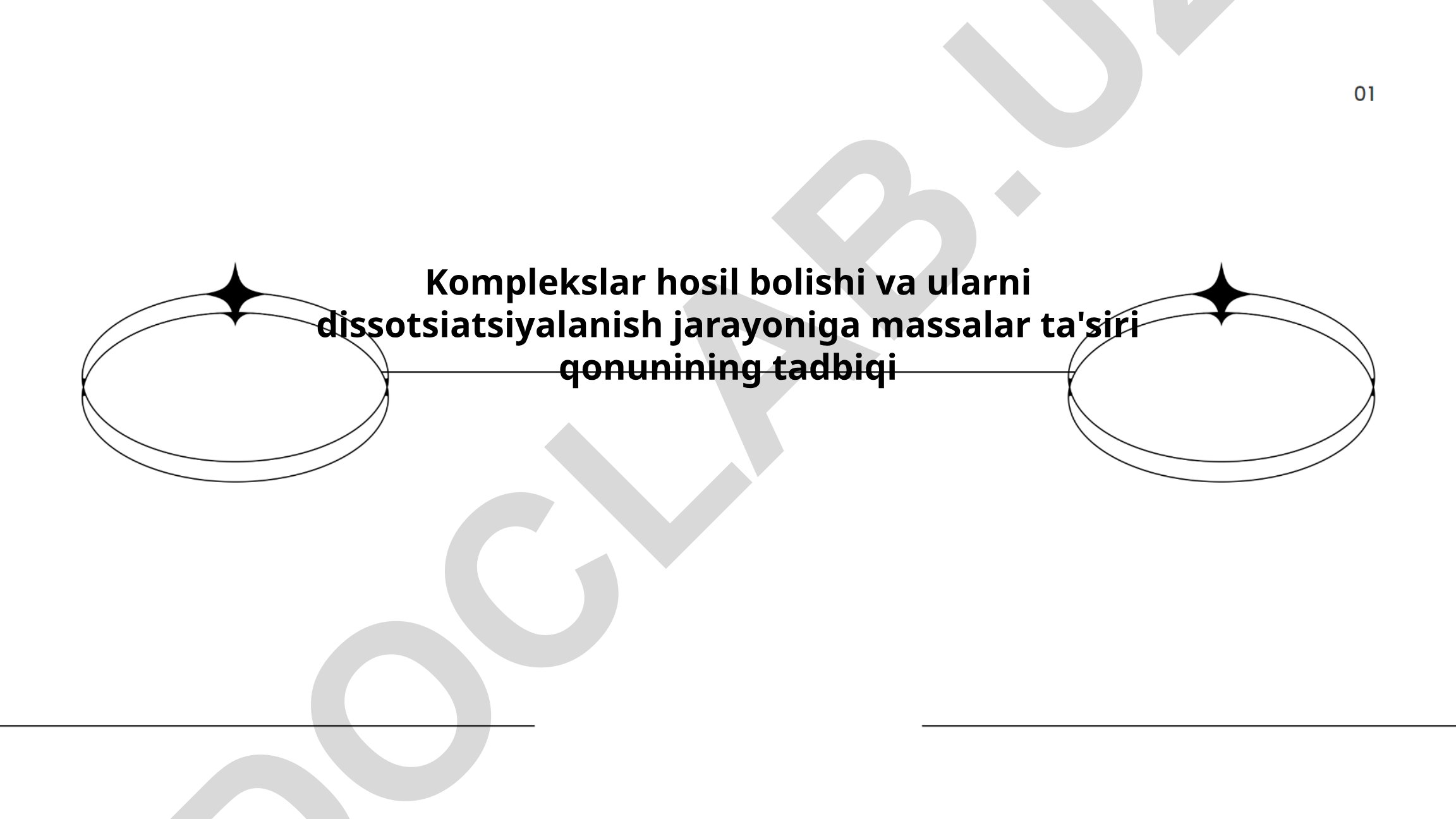 Komplekslar hosil bo'lishi va dissotsiatsiyalanish jarayoniga massalar ta'siri qonunining tadbiqi