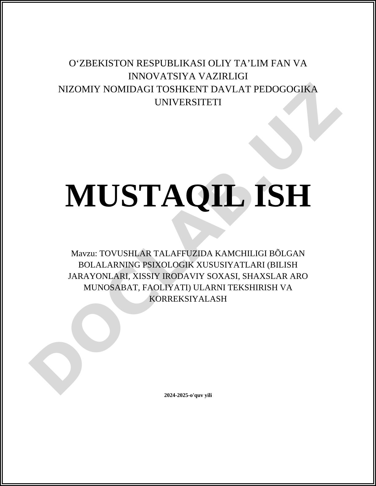 Tovushlar talaffuzida kamchiligi bo'lgan bolalarning psixologik xususiyatlari