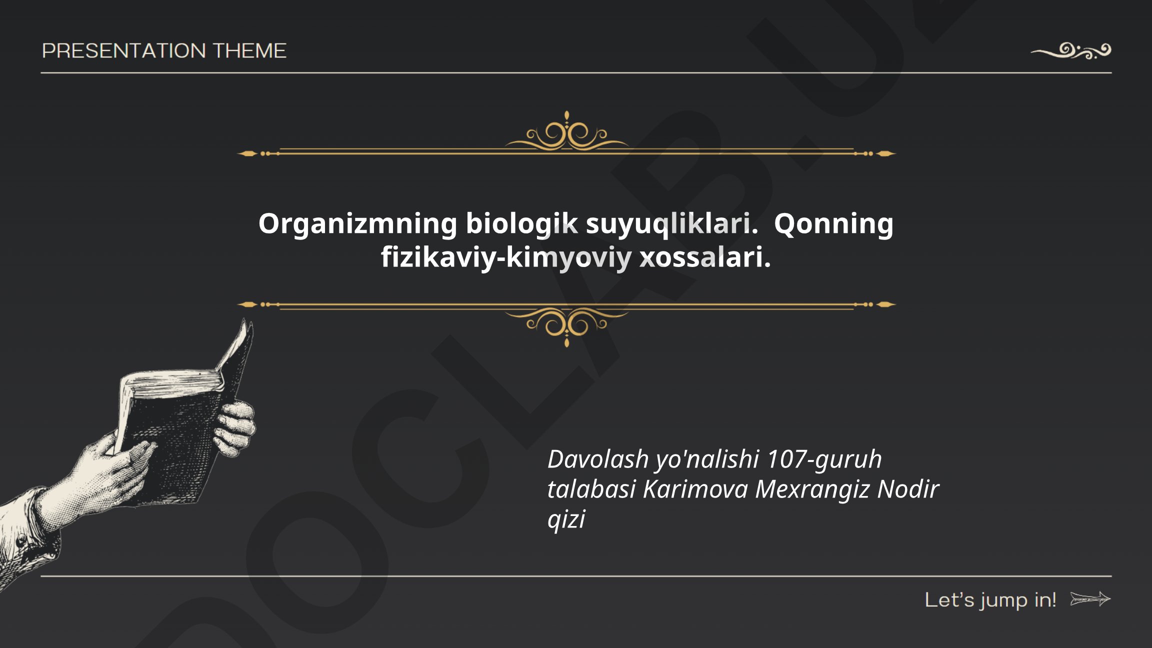 Organizmning biologik suyuqliklari va qonning fizikaviy-kimyoviy xossalari