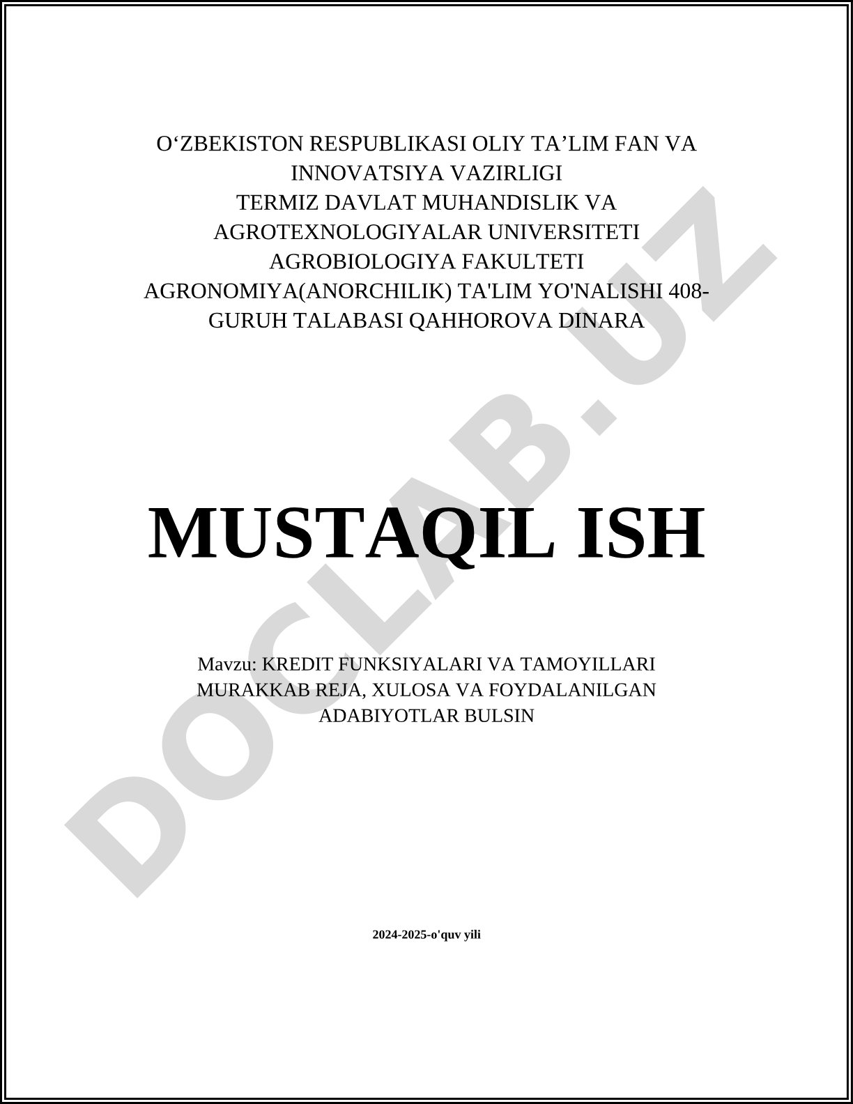 Kredit funksiyalari va tamoyillari