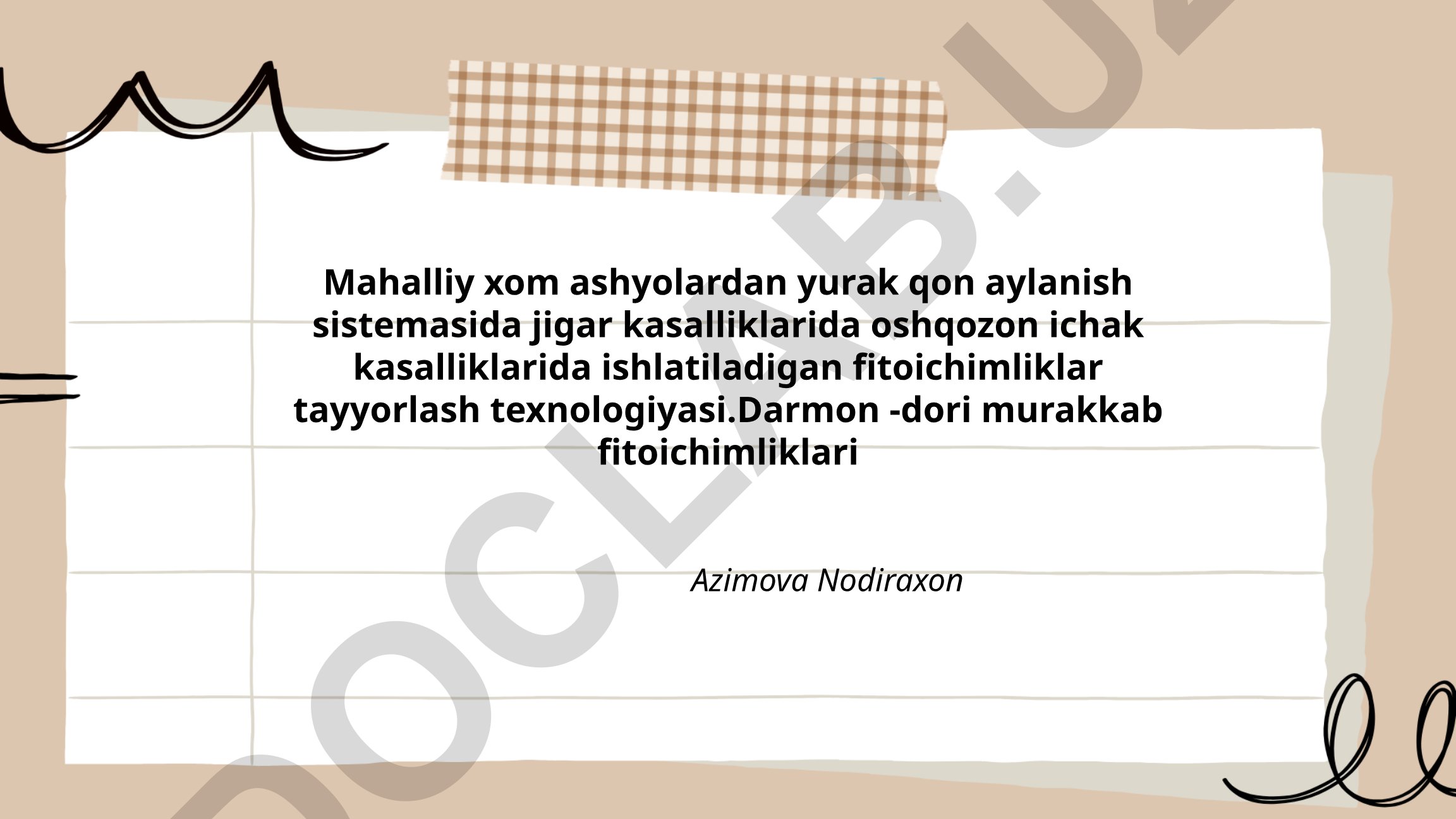 Mahalliy xom ashyolardan yurak, jigar va oshqozon kasalliklari uchun fitoichimliklar tayyorlash texnologiyasi