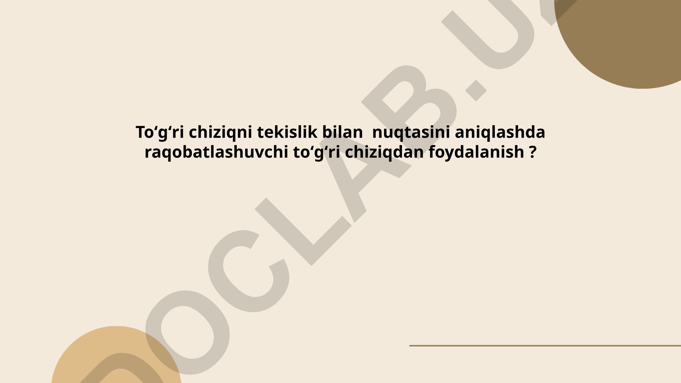To'g'ri chiziq va tekislikning kesishish nuqtasini aniqlash