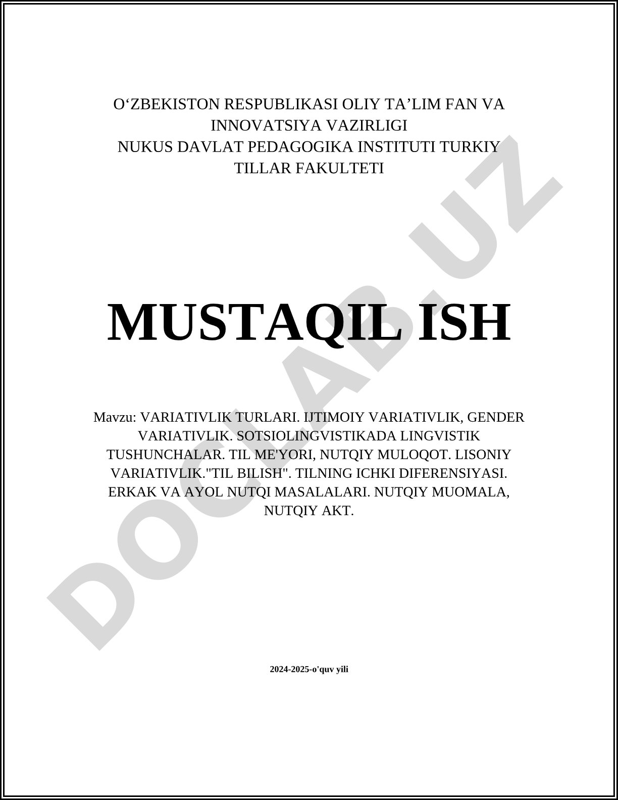 Variativlik turlari. Ijtimoiy variativlik, gender variativlik. Sotsiolingvistikada lingvistik tushunchalar