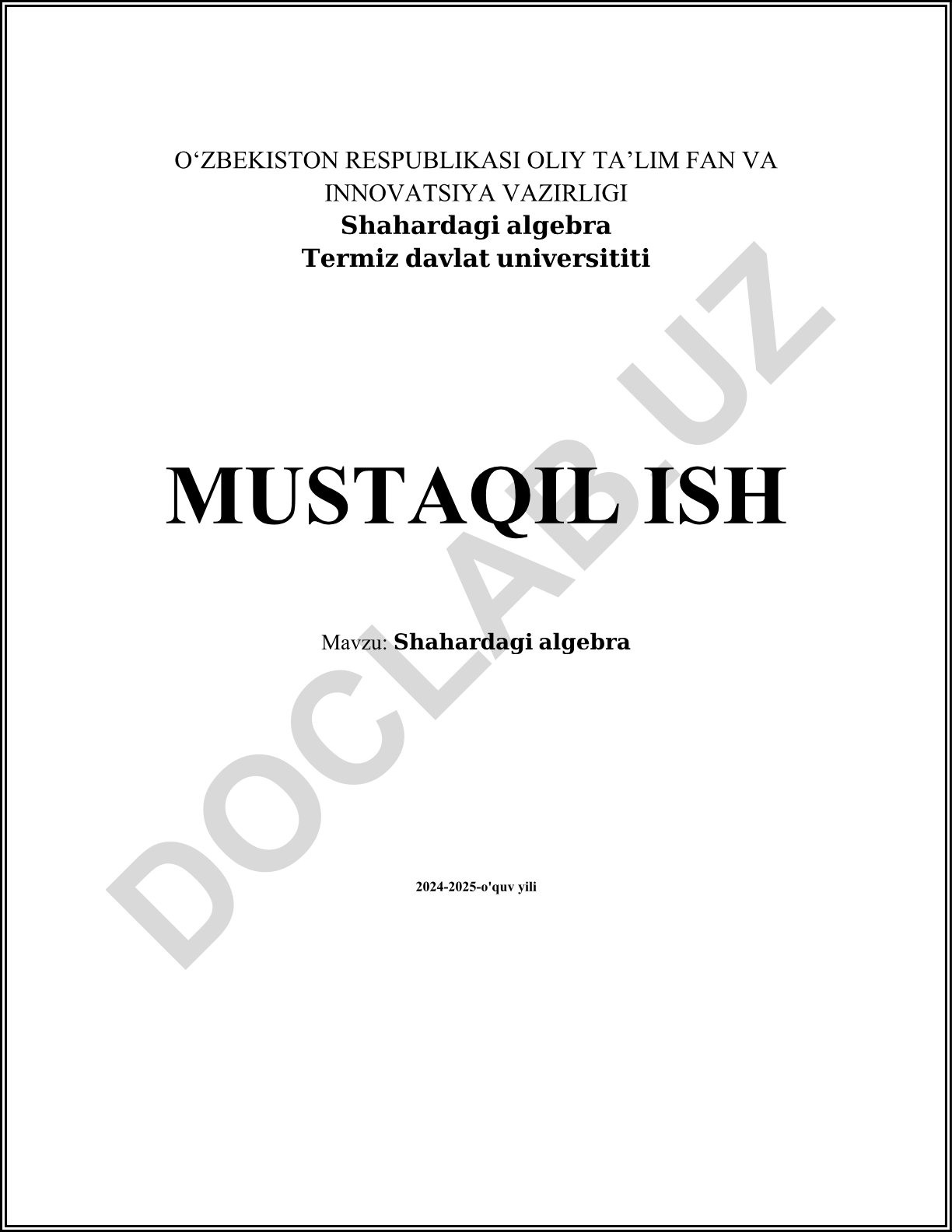 Shahardagi algebra negizuleri