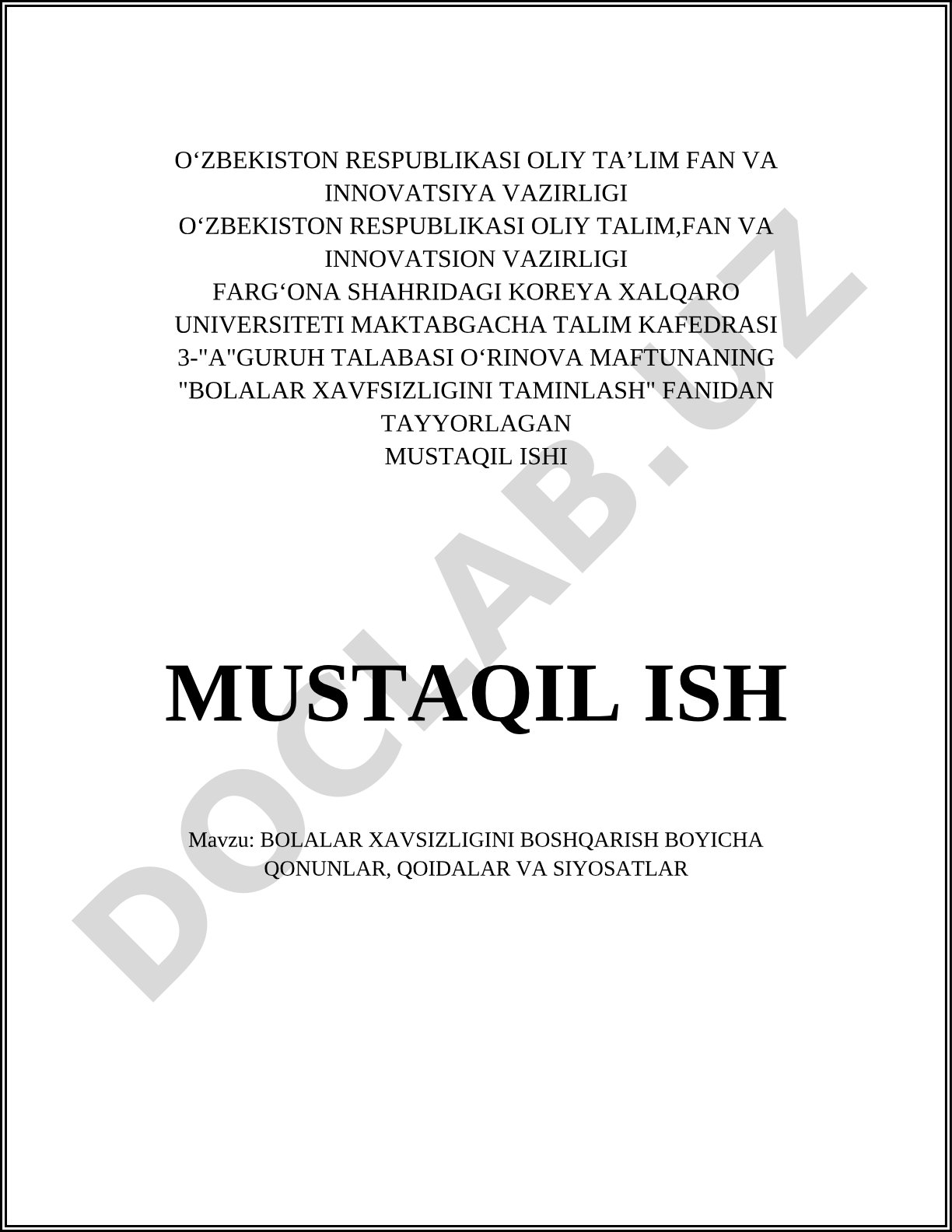 Bolalar xavfsizligini boshqarish bo'yicha qonunlar, qoidalar va siyosatlar
