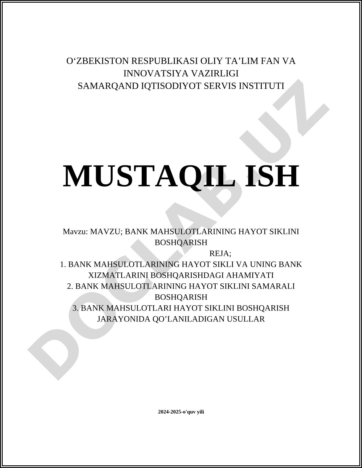 Bank mahsulotlarining hayot siklini boshqarish