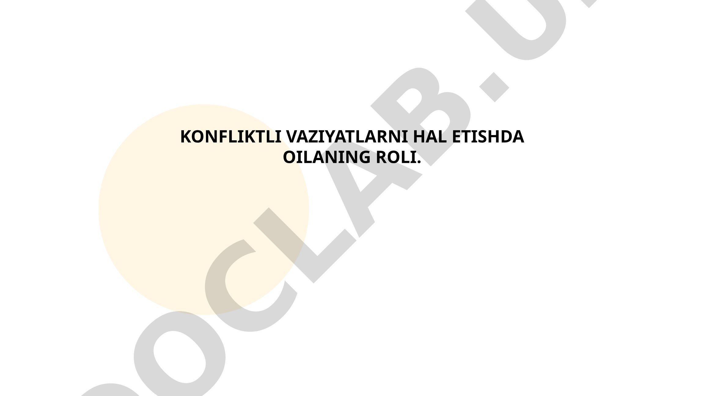 Konfliktli vaziyatlarni hal etishda oilaning roli