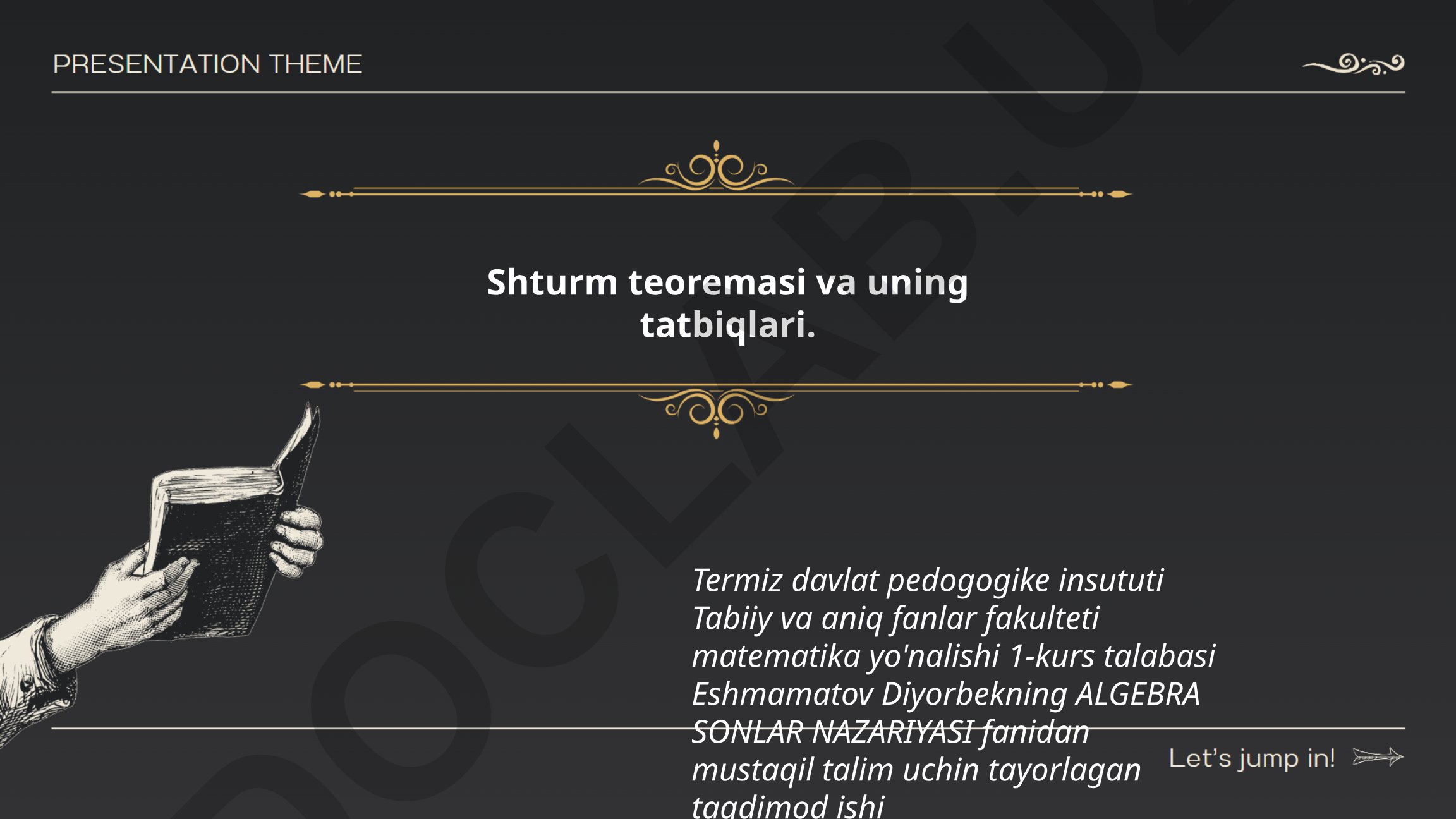 Shturm teoremasi va uning tatbiqlari