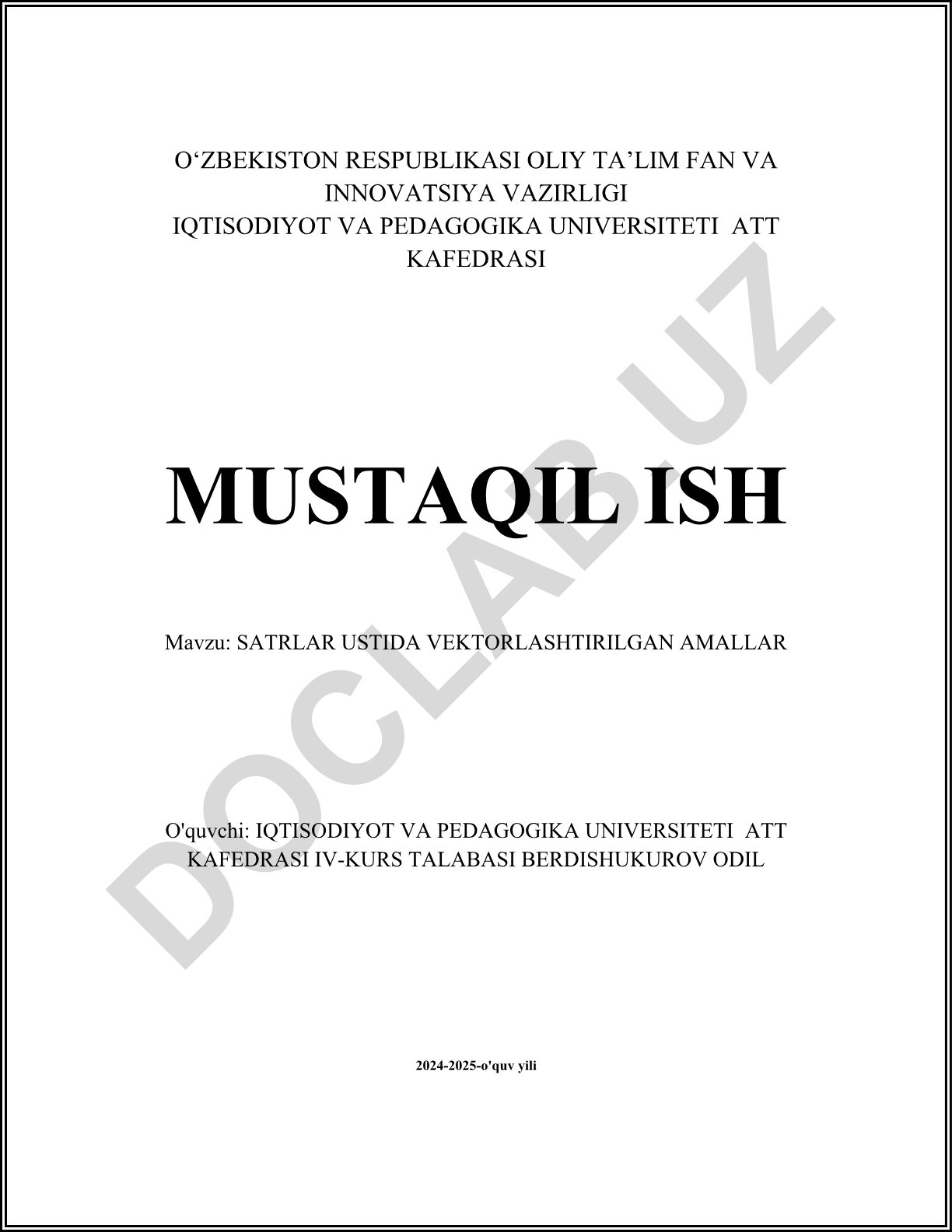 Satrlar ustida vektorlashtirilgan amallar