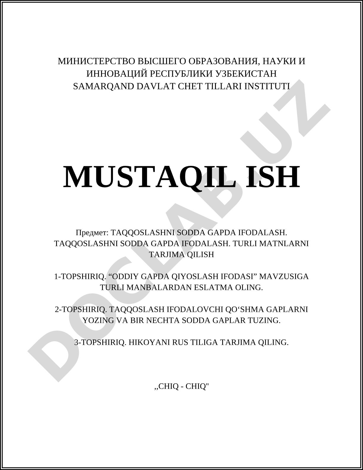 Taqqoslashni sodda gapda ifodalash