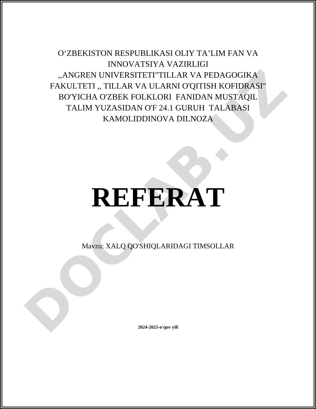 Xalq qo'shiqlaridagi timsollar
