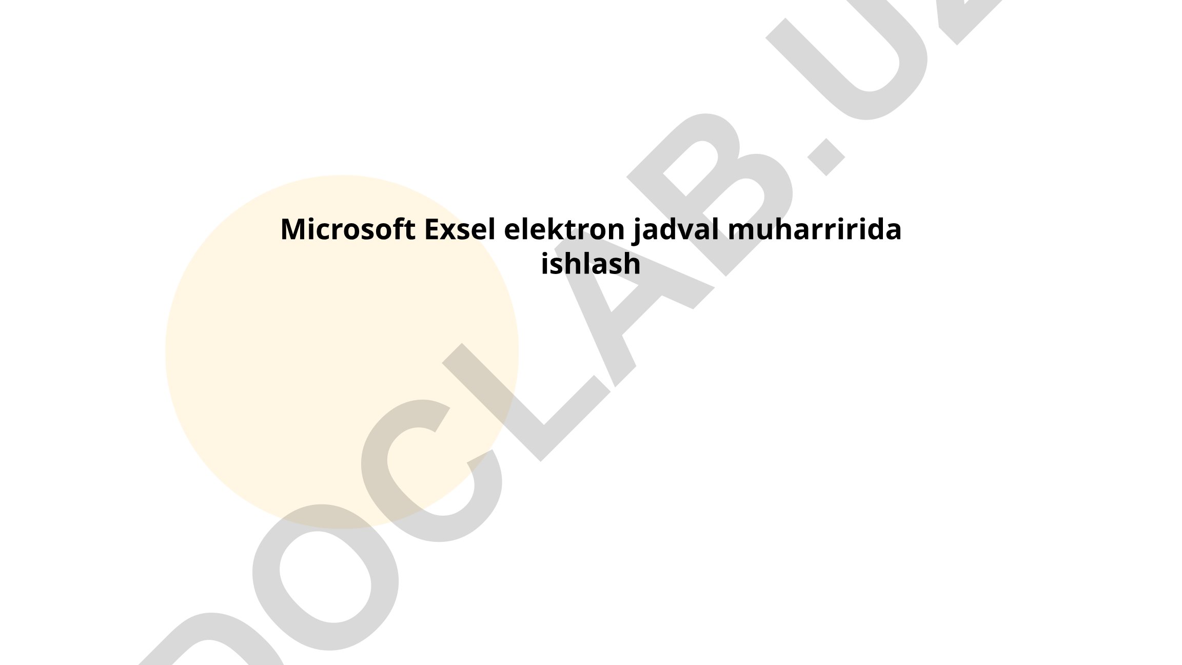 Microsoft Excel interfeysi va imkoniyatlari