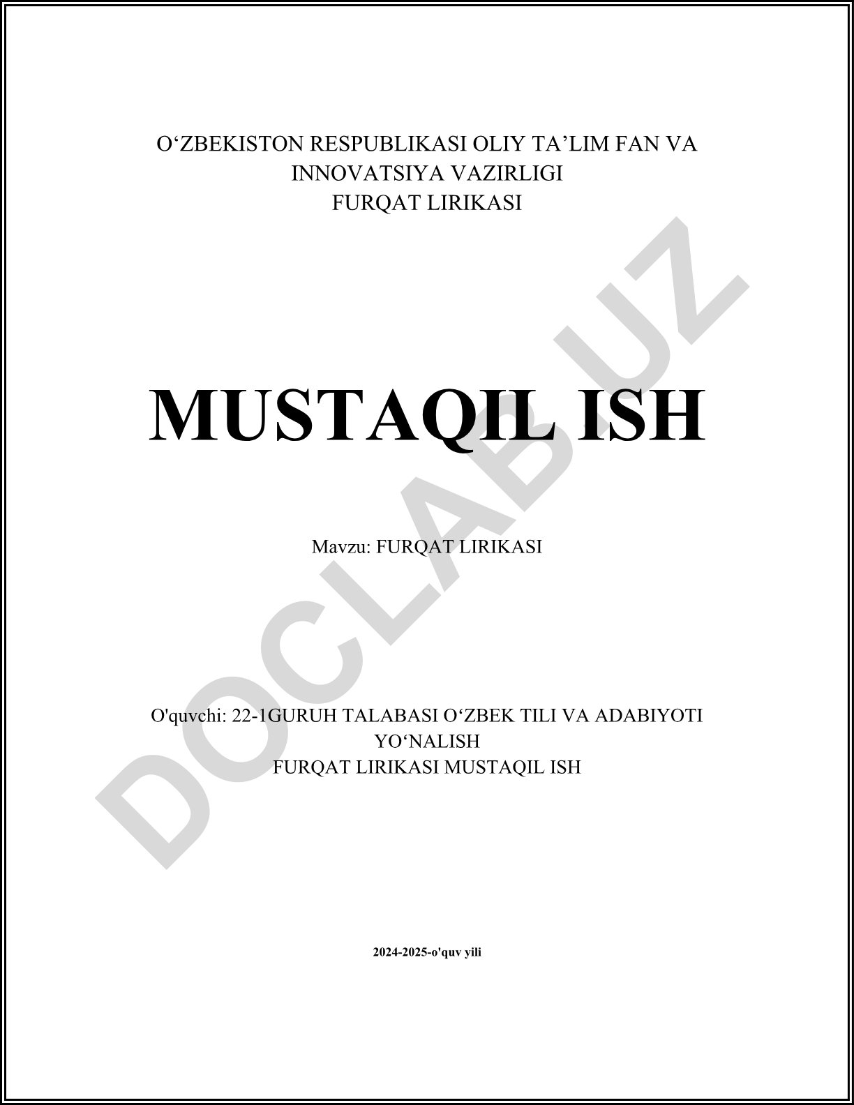Furqat lirik she'riyati