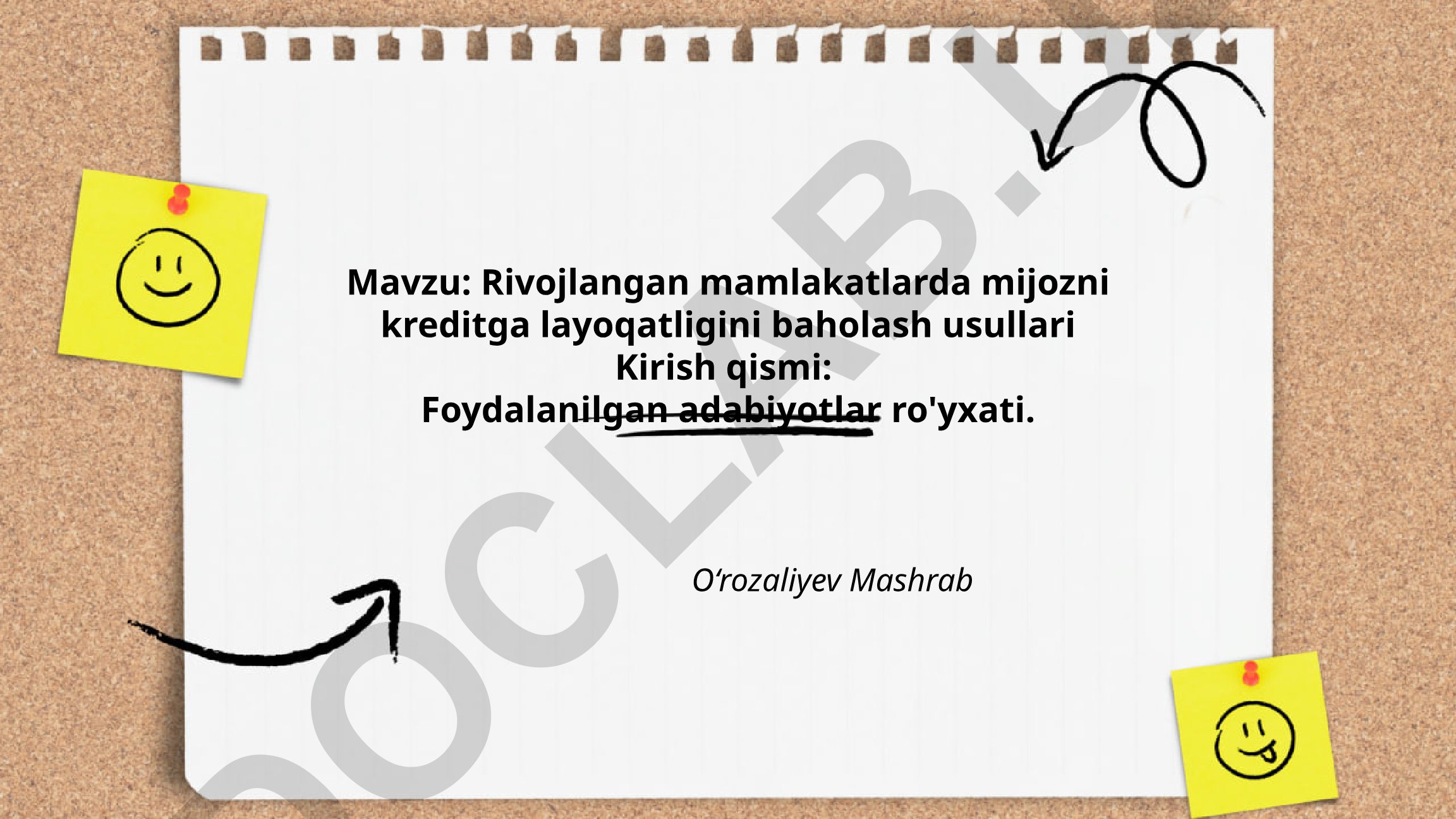 Rivojlangan mamlakatlarda mijozni kreditga layoqatligini baholash usullari