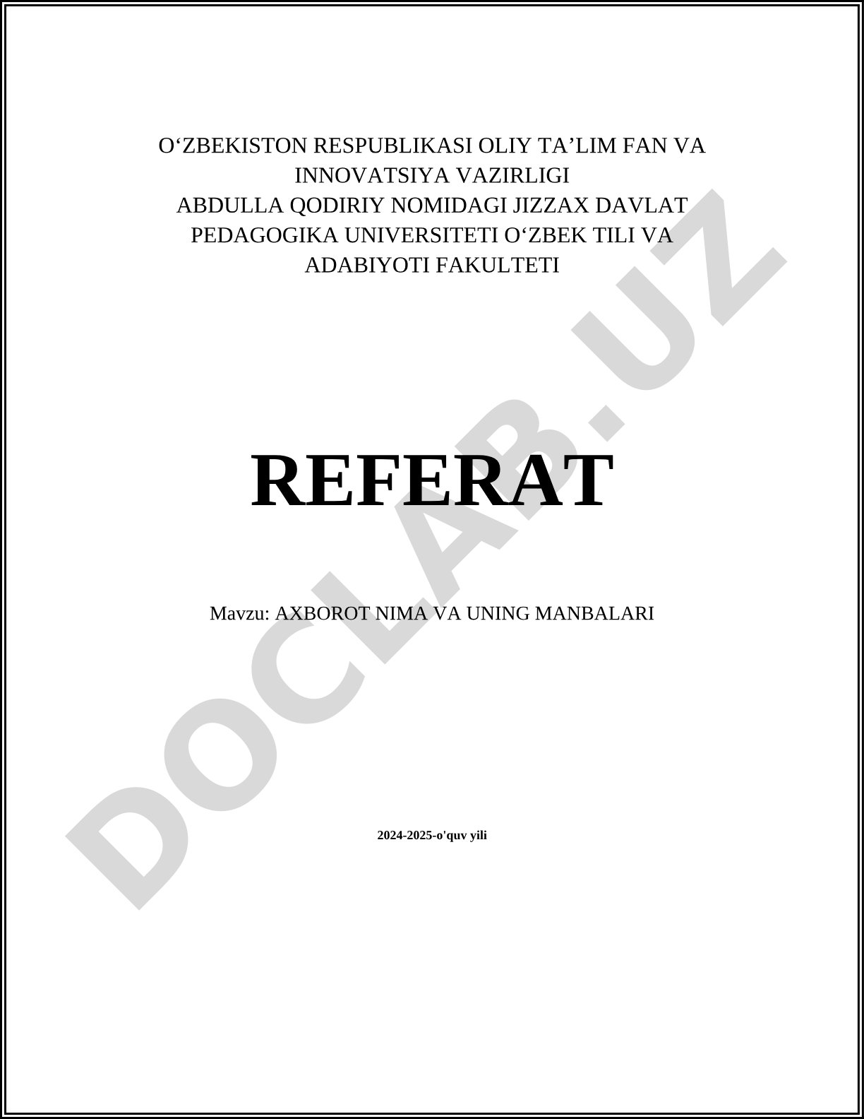 Axborot nima va uning manbalari