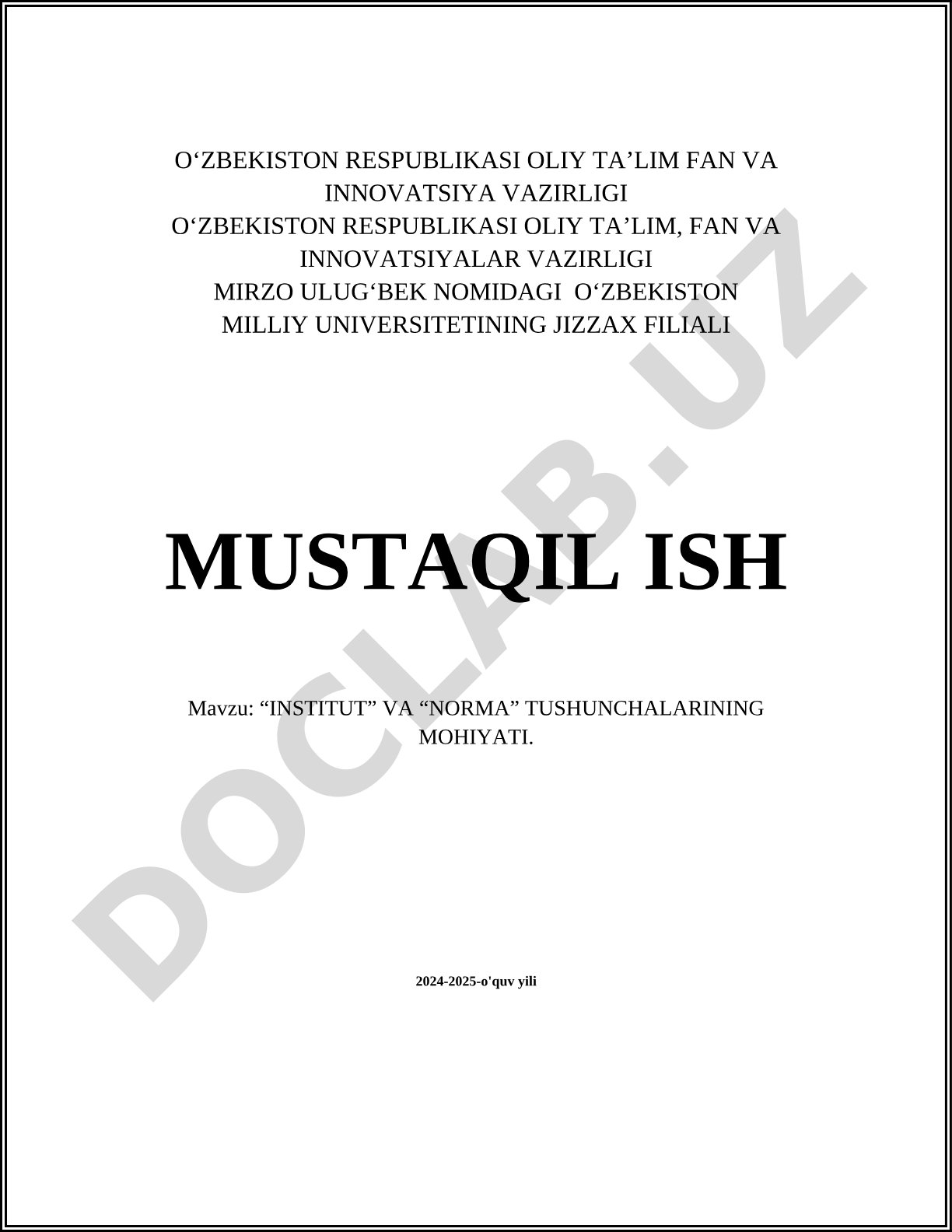 Institut va norma tushunchalarining mohiyati