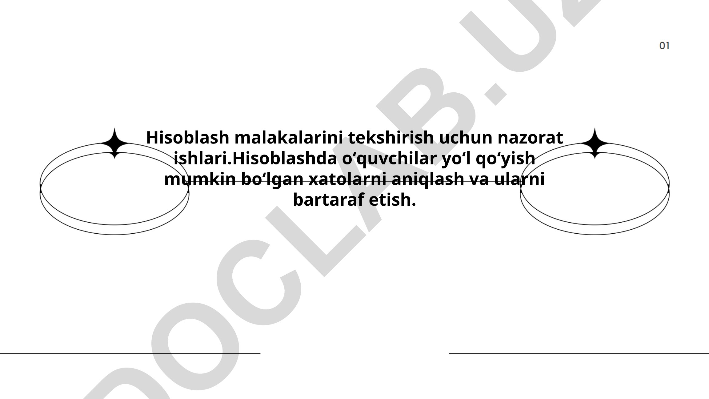 Hisoblash malakalarini tekshirish uchun nazorat ishlari