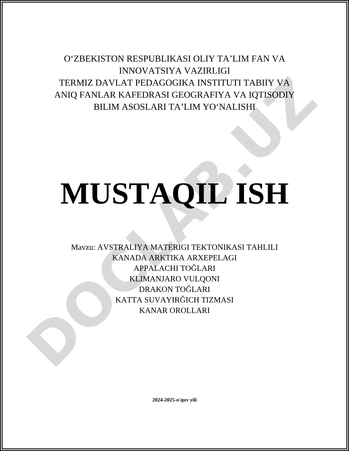 Avstraliya materigi tektonikasi tahlili