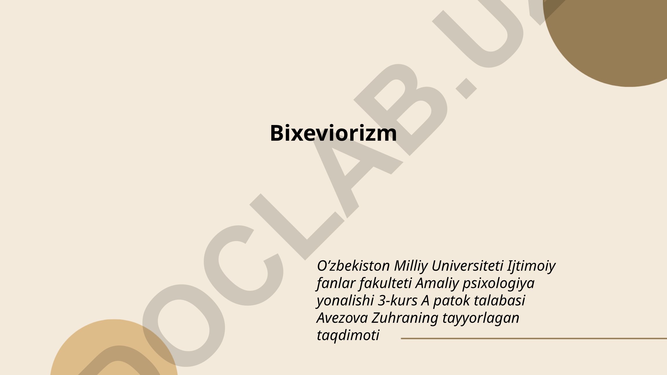 Biheviorizm psixologiya yo'nalishi