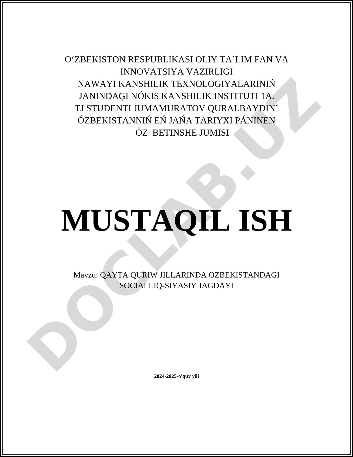 Qayta qurish yillarida O'zbekistondagi ijtimoiy-siyosiy vaziyat