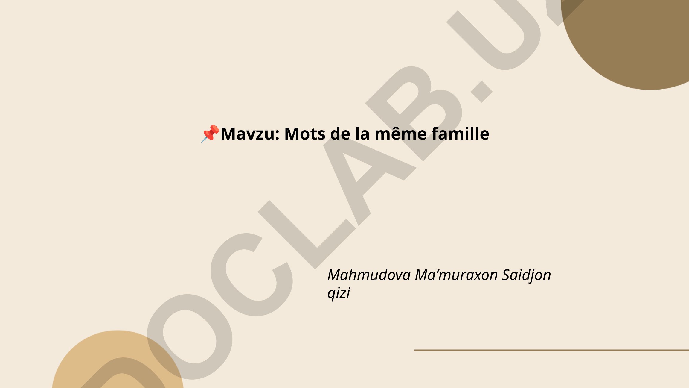 Mots de la même famille Mahmudova Maʼmuraxon Saidjon qizi
