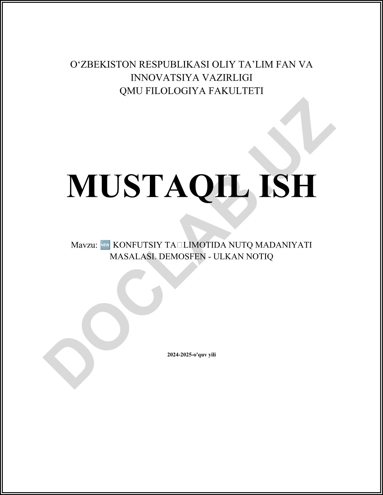 Konfutsiy taʼlimotida nutq madaniyati masalasi. Demosfen - ulkan notiq