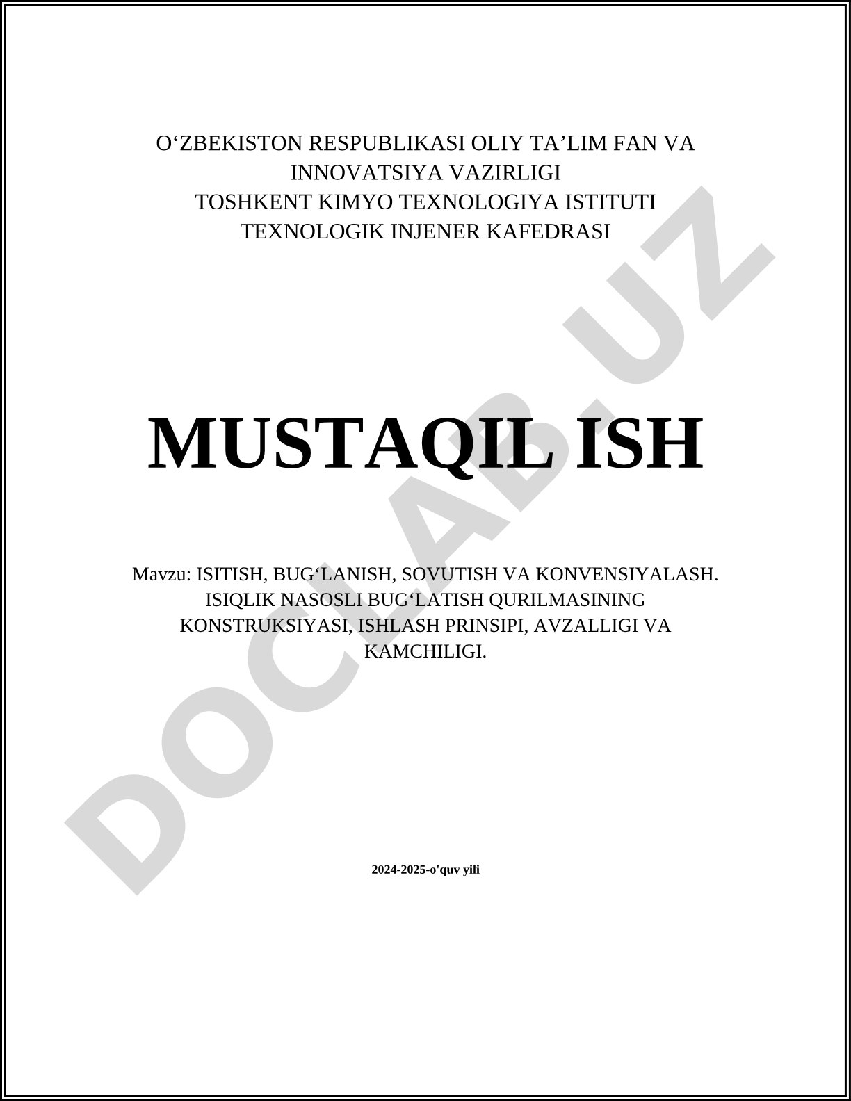 Isitish, bug'lanish, sovutish va konvensiyalash. Isiqlik nasosli bug'latish qurilmasining konstruksiyasi, ishlash prinsipi, avzalligi va kamchiligi