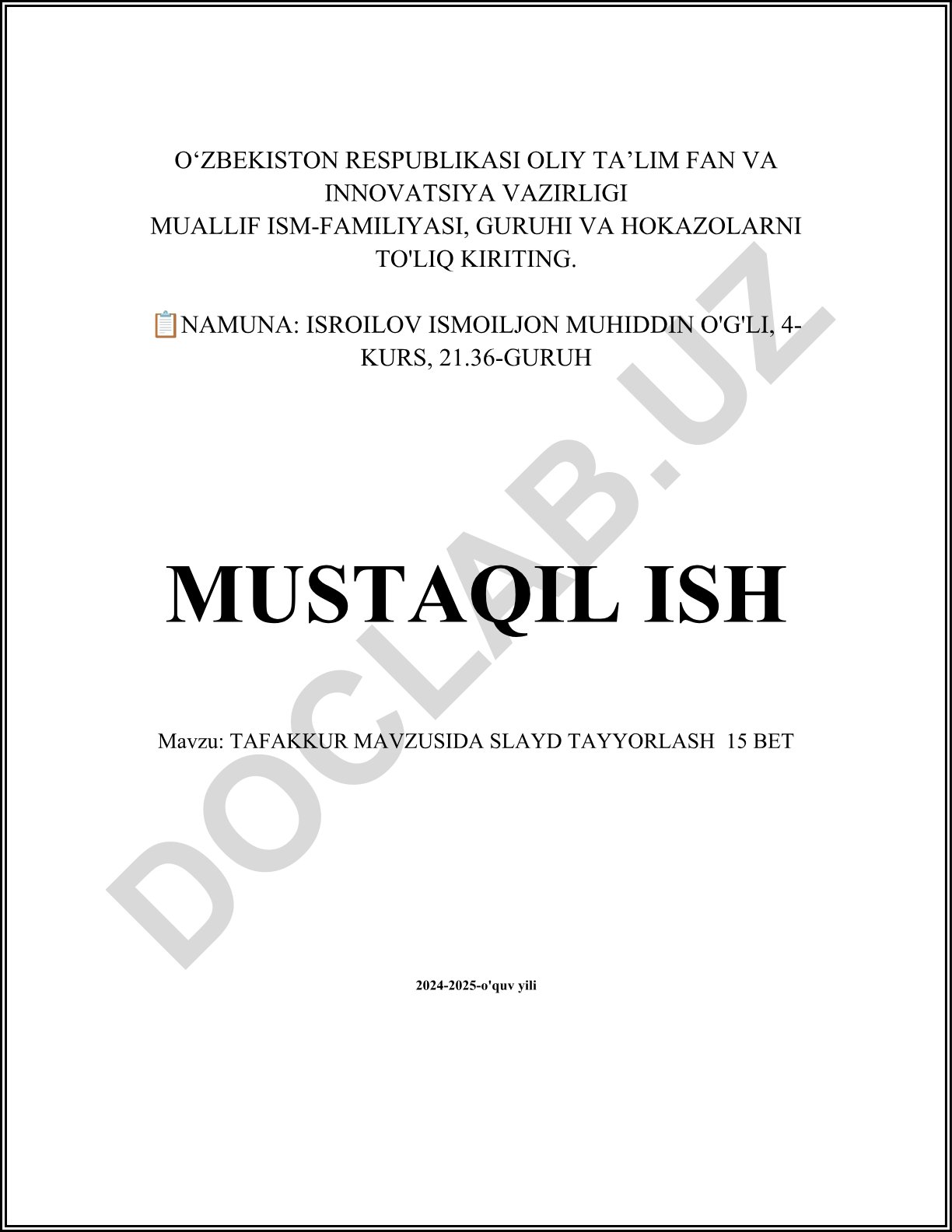 Tafakkur mavzusida slayd tayyorlash