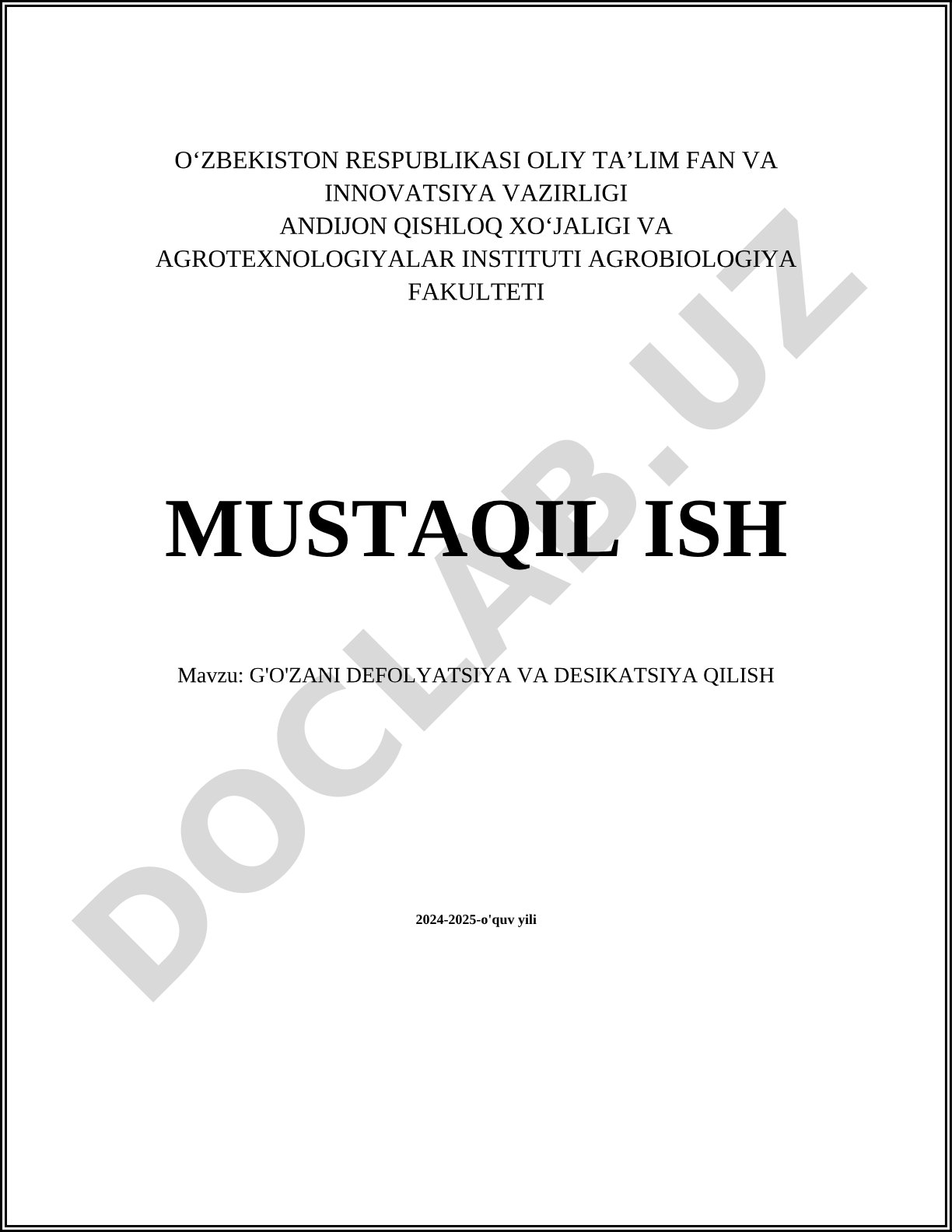 G'o'zani defolyatsiya va desikatsiya qilish