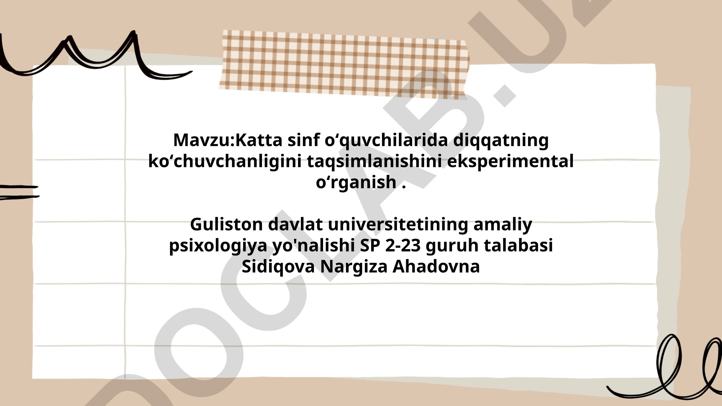 Katta sinf oʻquvchilarida diqqatning koʻchuvchanligini taqsimlanishini eksperimental oʻrganish