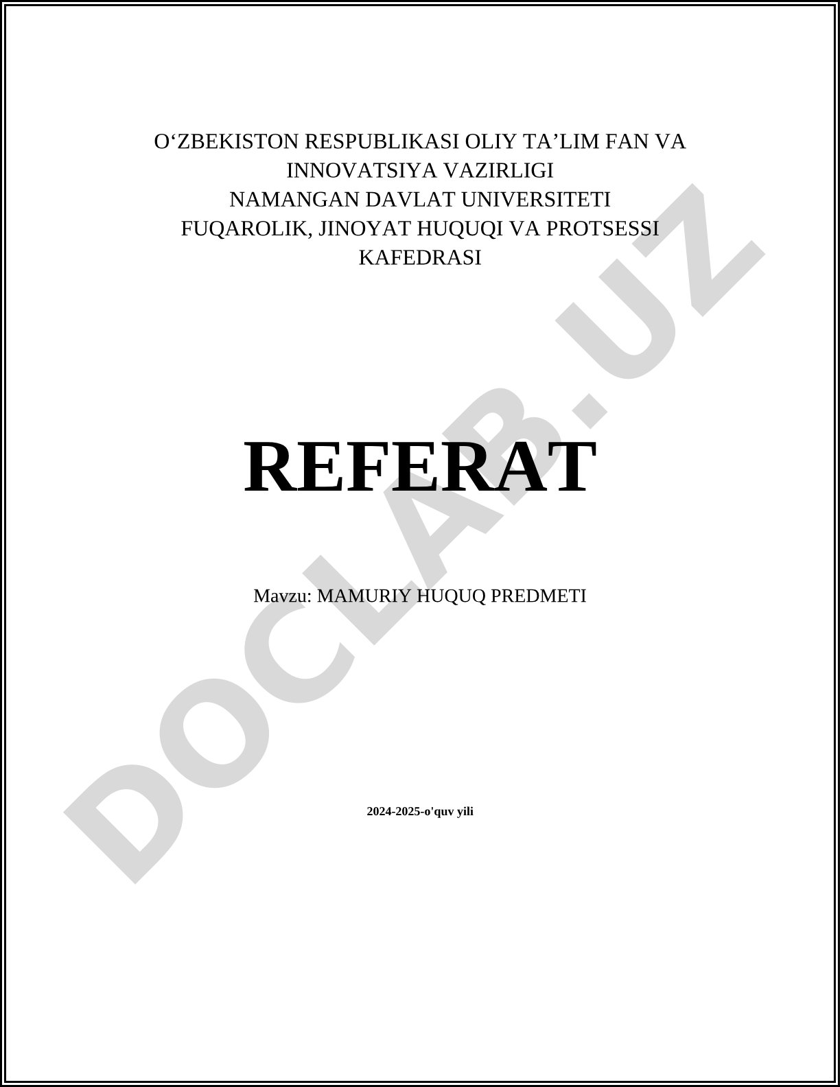 Mamuriy huquq predmeti
