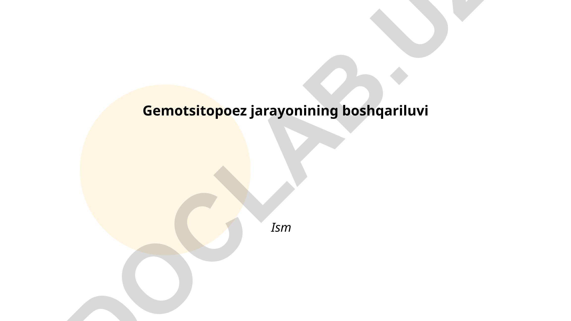 Gemotsitopoez jarayonining boshqariluvi