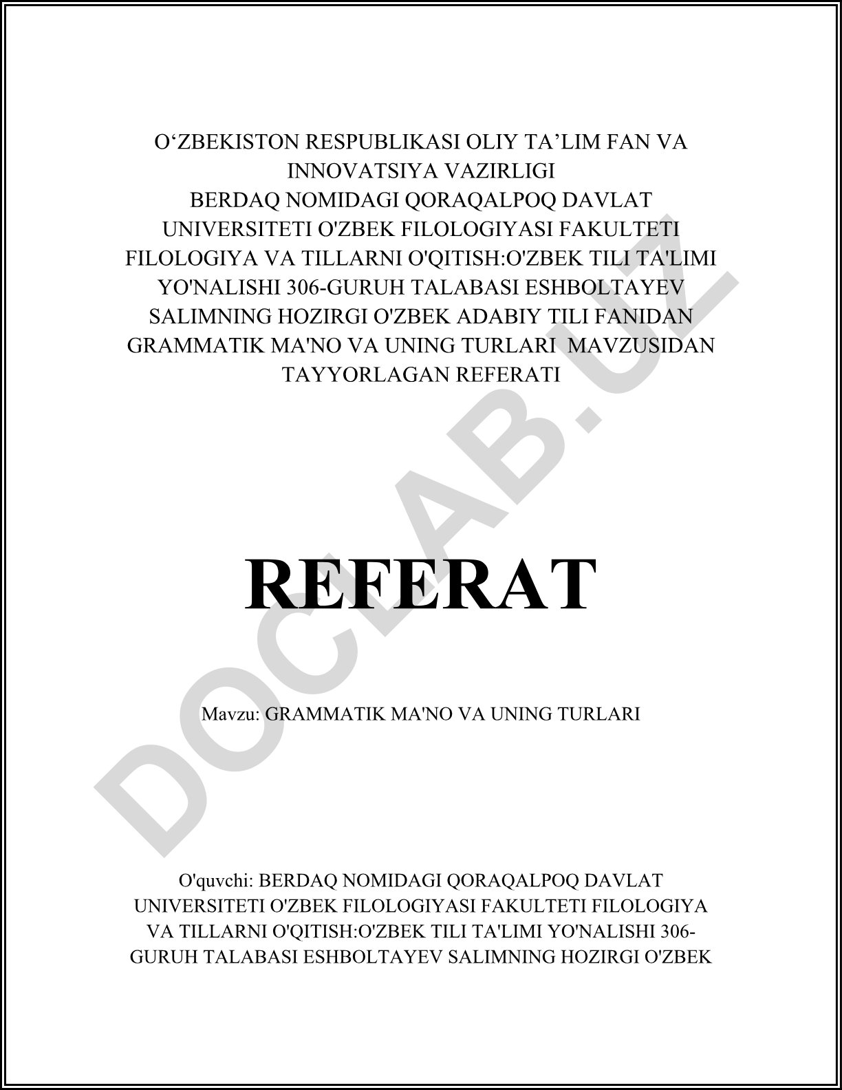 Grammatik ma'no va uning turlari