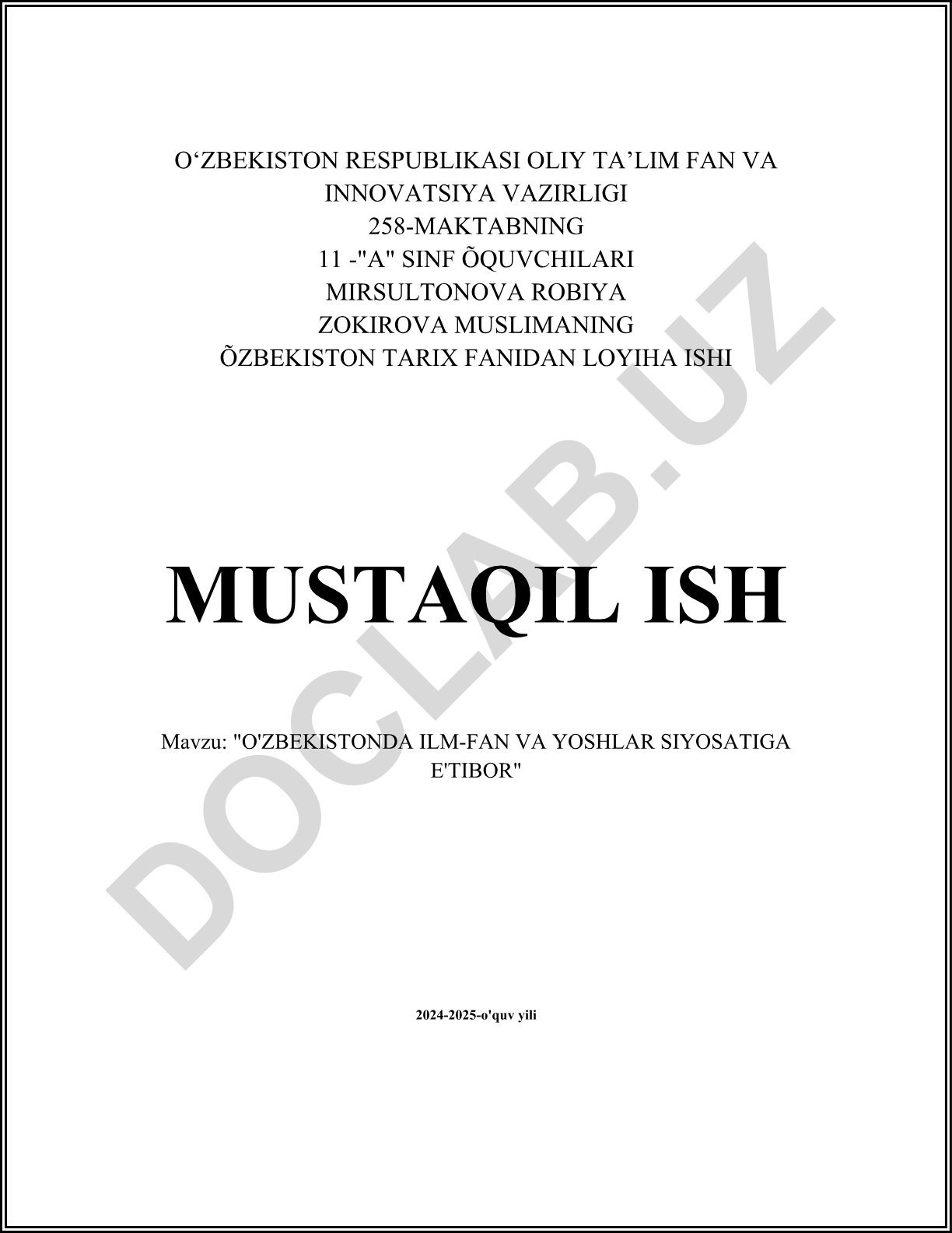 O'zbekistonda ilm-fan va yoshlar siyosatiga e'tibor