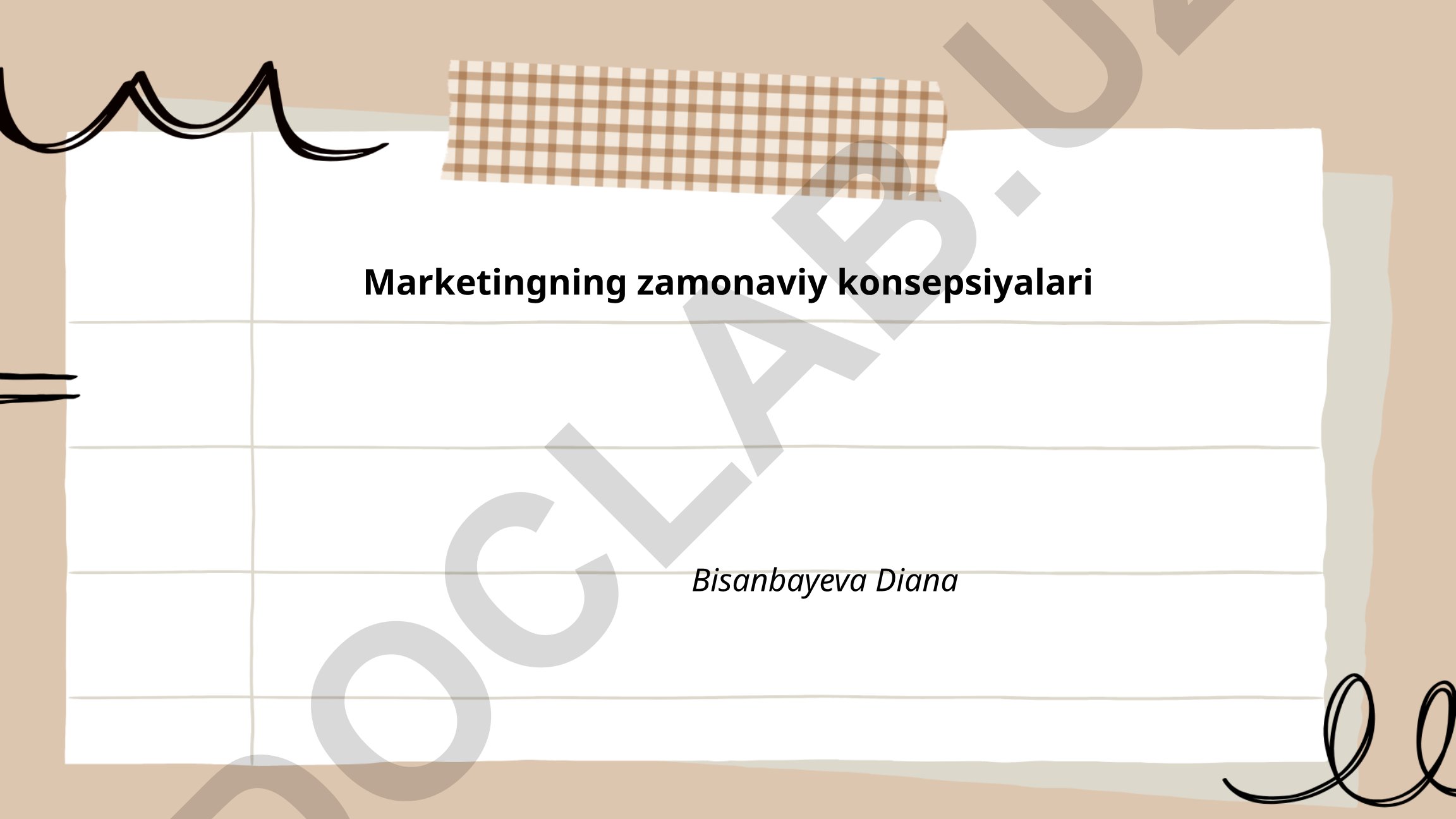 Marketingning zamonaviy konsepsiyalari