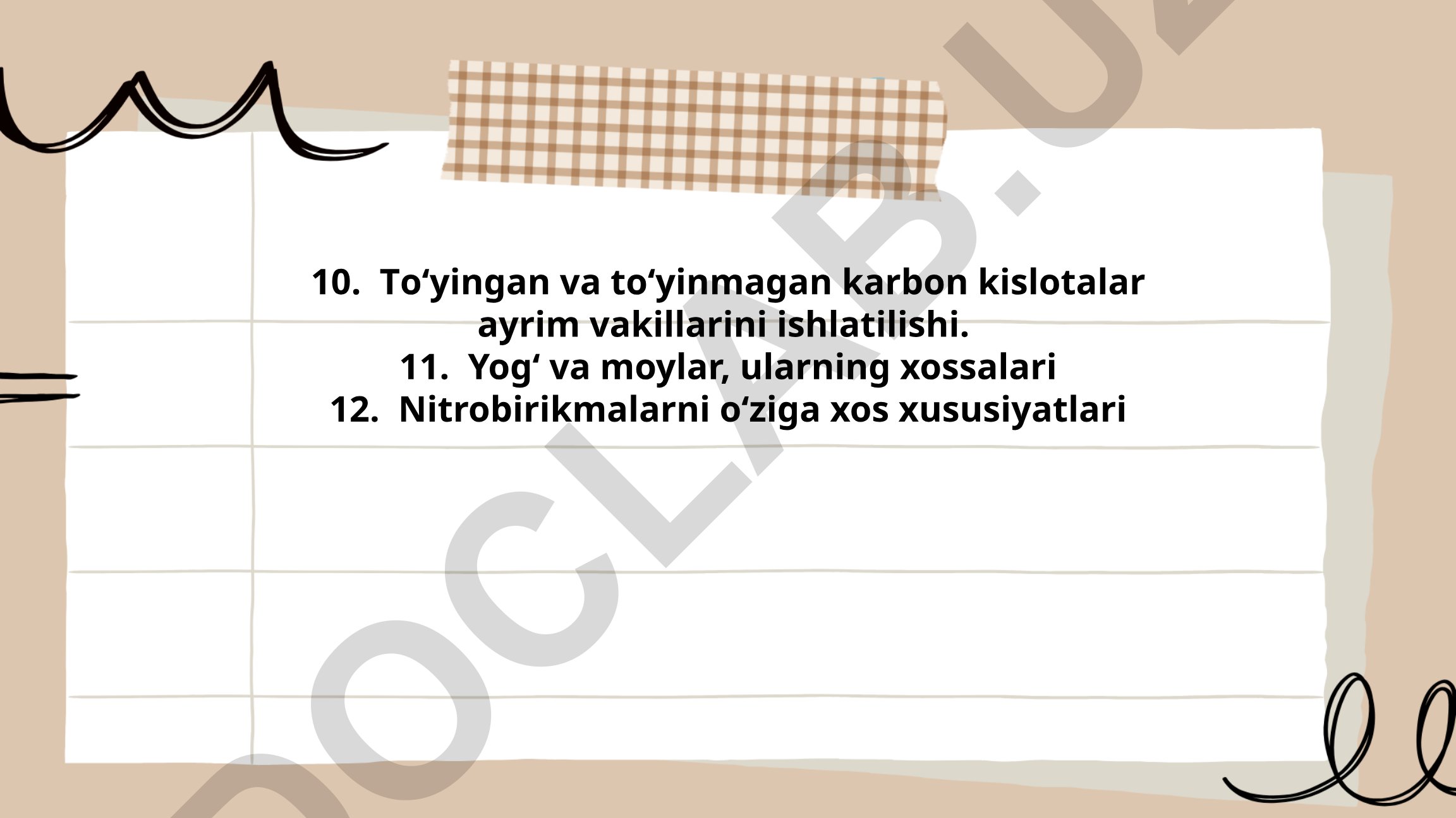 To'yingan va to'yinmagan karbon kislotalarning sanoatda qo'llanilishi