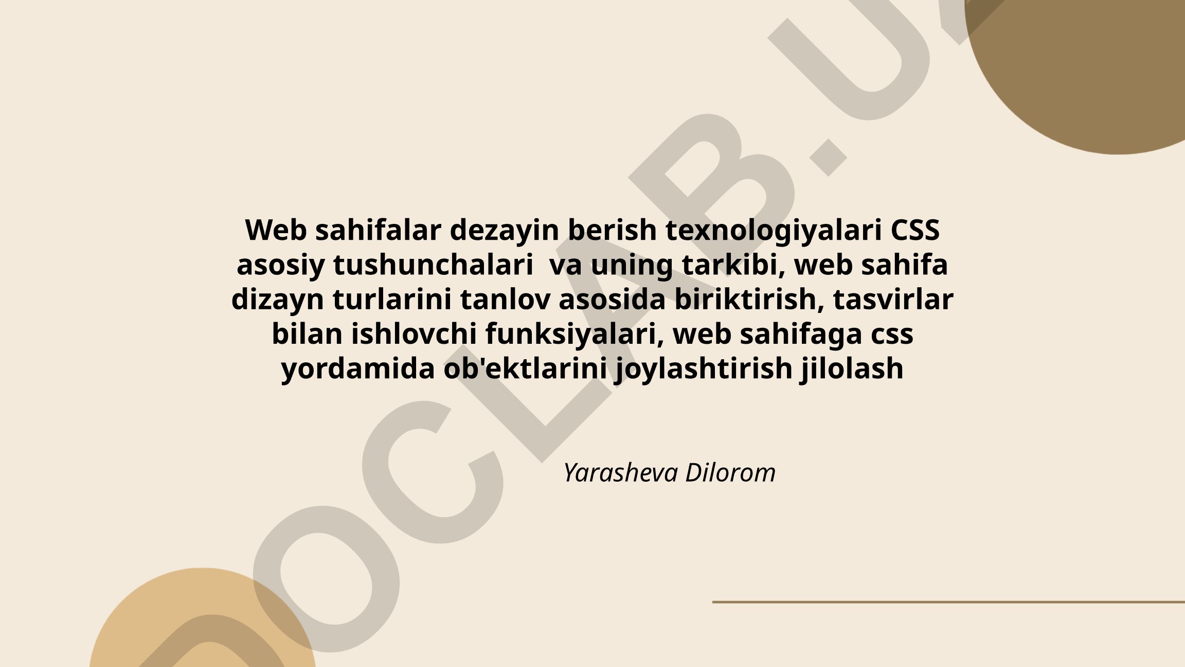 CSS asosiy tushunchalari va web sahifa dizayn texnologiyalari