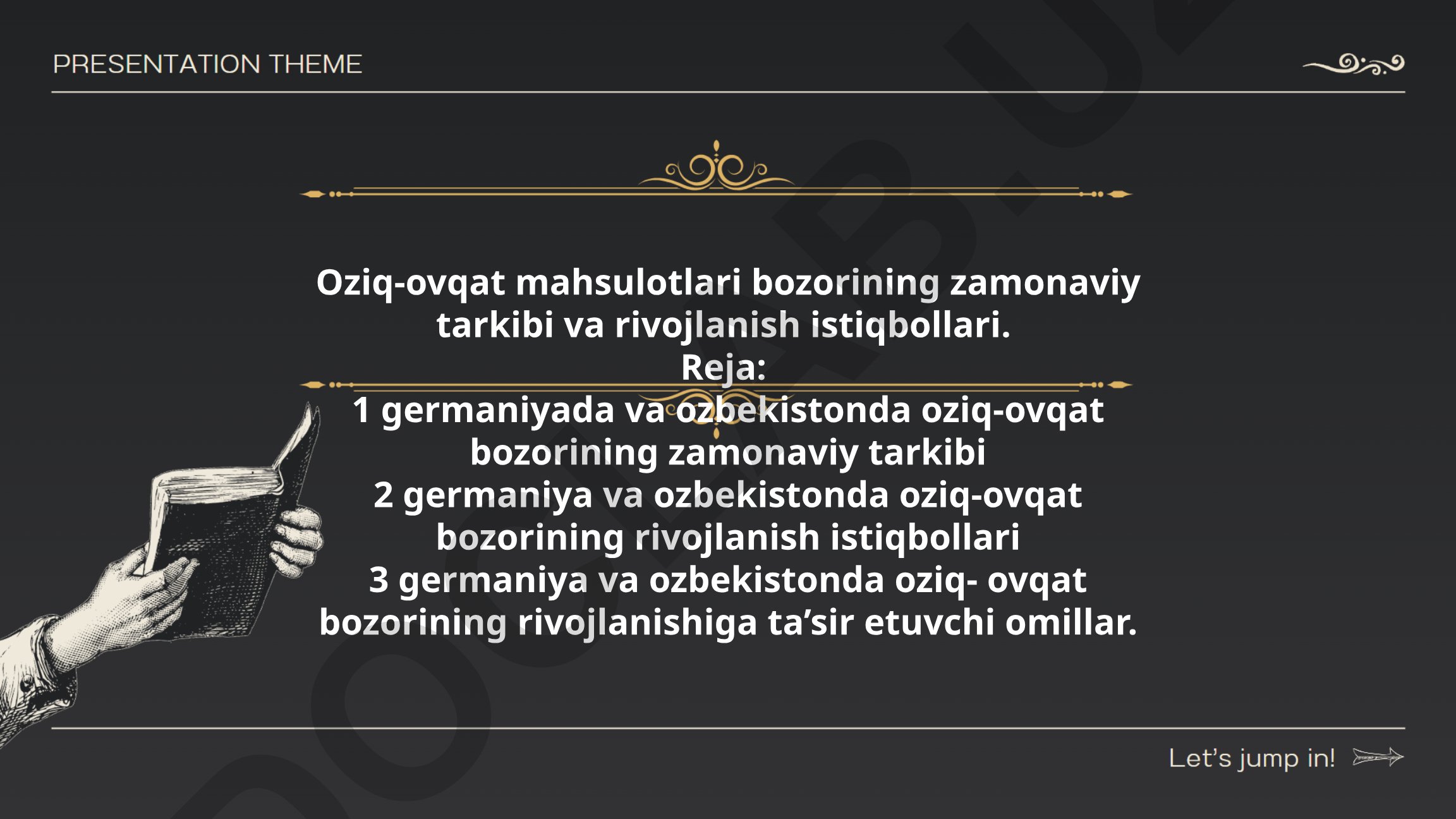 Germaniya va O'zbekistonda oziq-ovqat bozorining zamonaviy tarkibi va rivojlanish istiqbollari