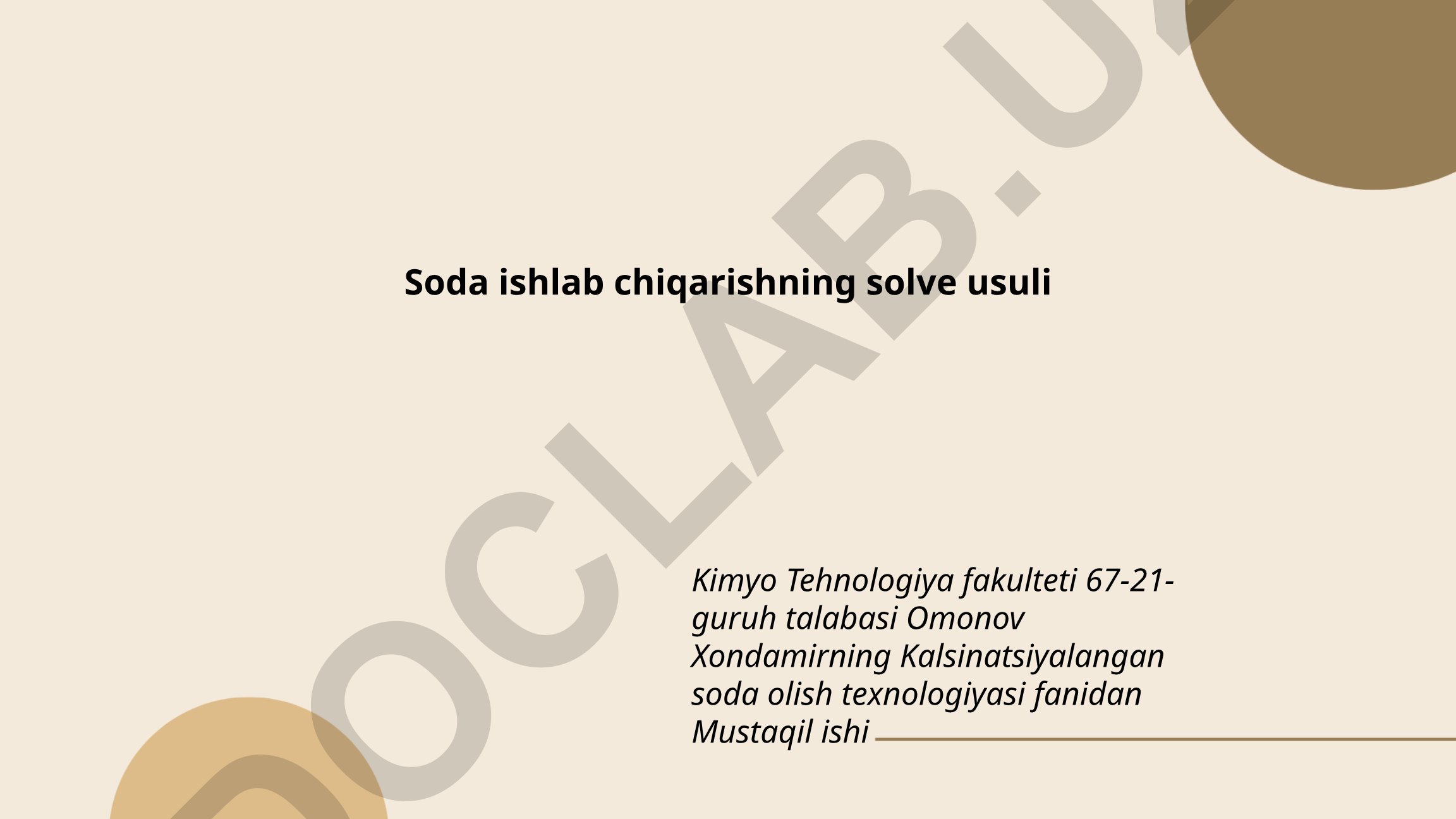Kalsinatsiyalangan soda olish texnologiyasi