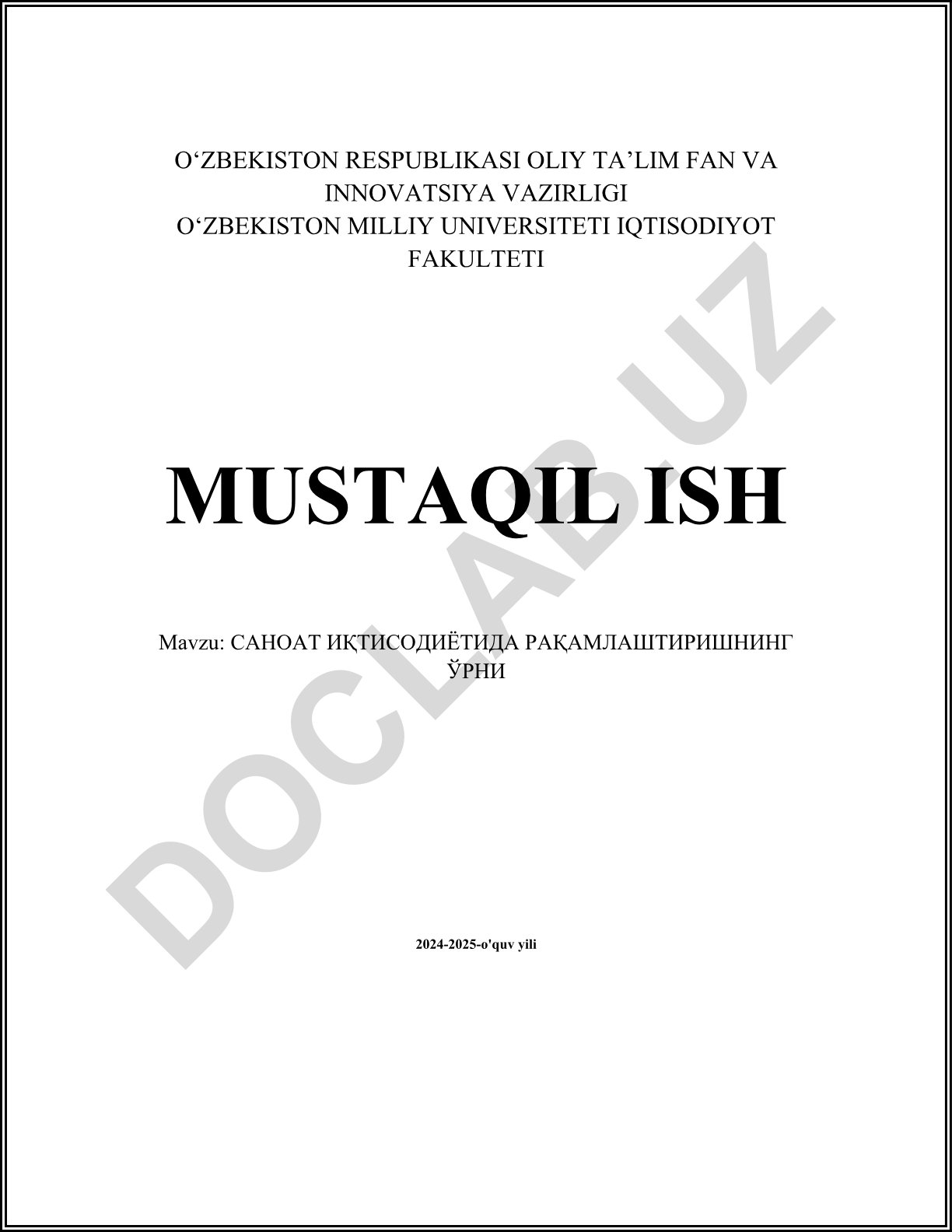 САНОАТ ИҚТИСОДИЁТИДА РАҚАМЛАШТИРИШНИНГ ЎРНИ