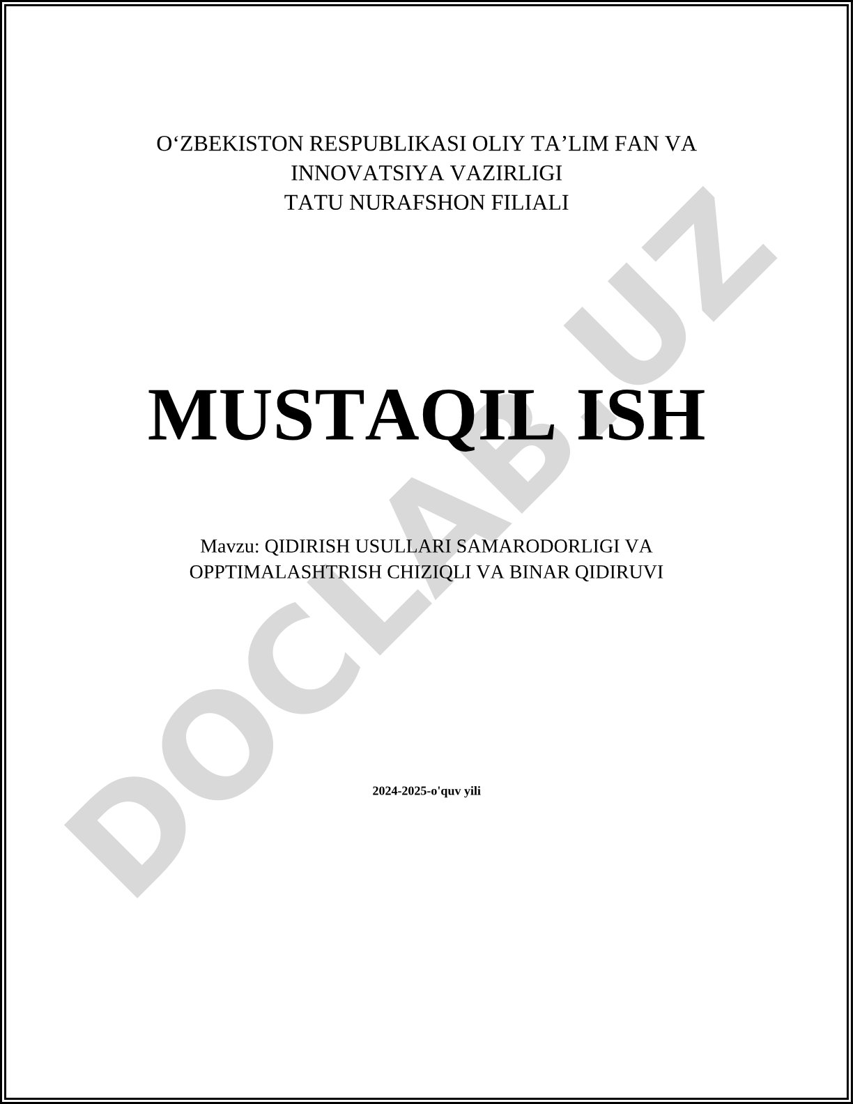 Qidirish usullari samaradorligi va optimalashtirish: chiziqli va binar qidiruv