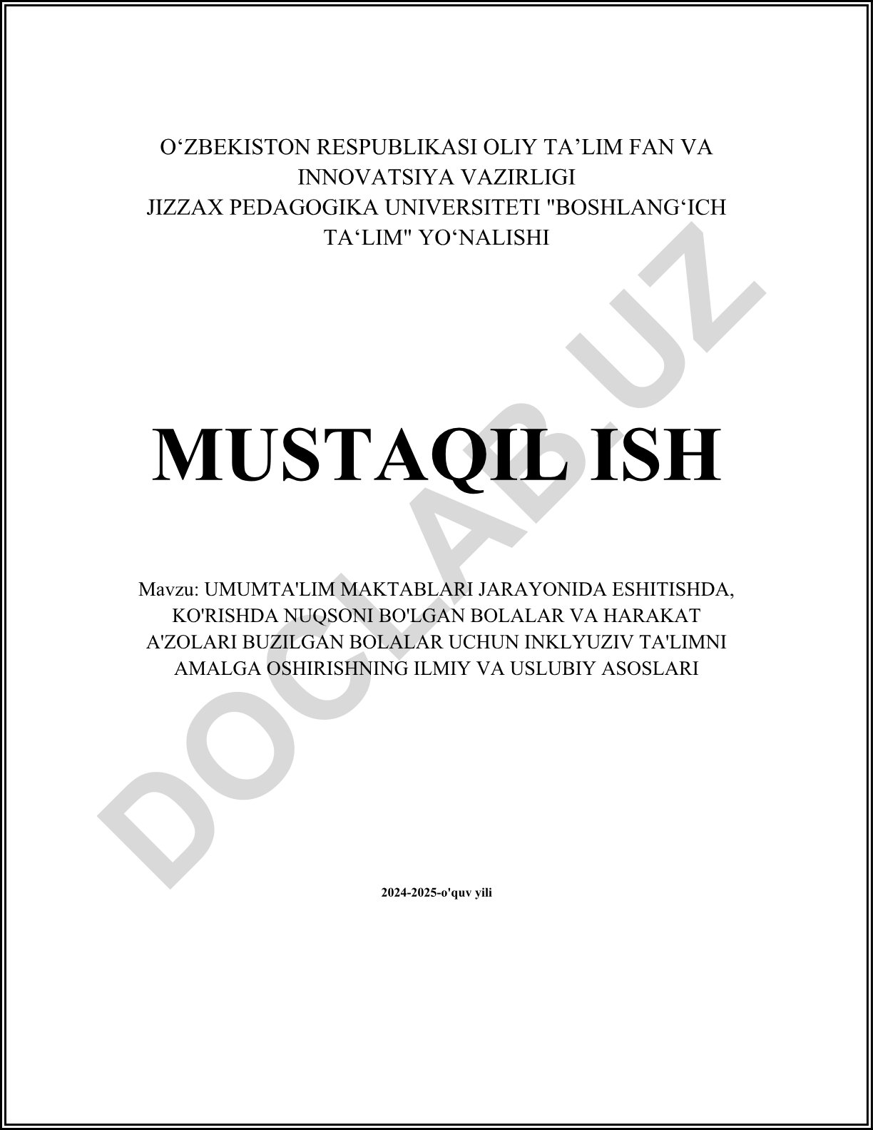 Umumta'lim maktablari jarayonida eshitishda, ko'rishda nuqsoni bo'lgan bolalar va harakat a'zolari buzilgan bolalar uchun inklyuziv ta'limni amalga oshirishning ilmiy va uslubiy asoslari