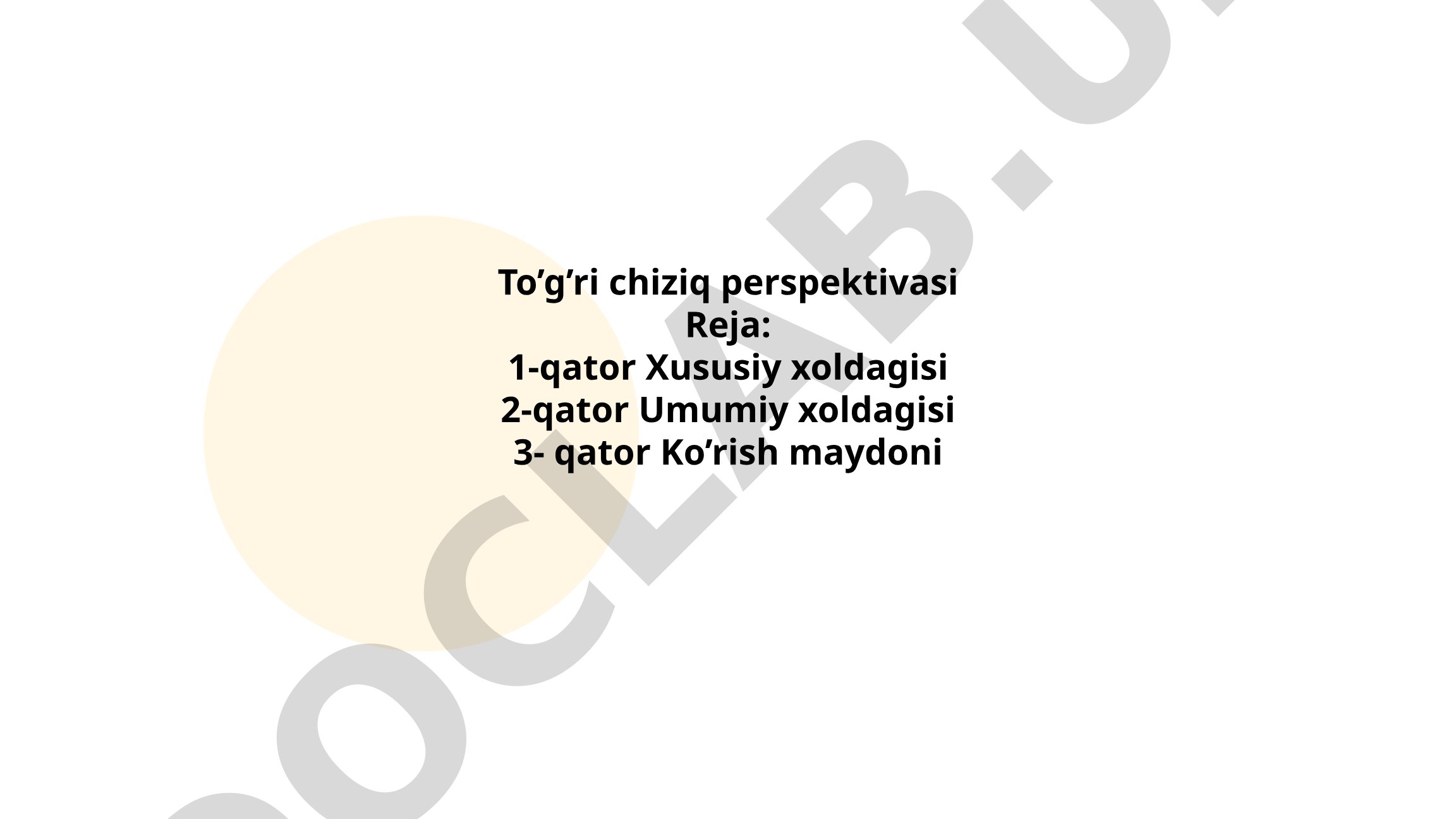 To'g'ri chiziq perspektivasi va transport statistikasi