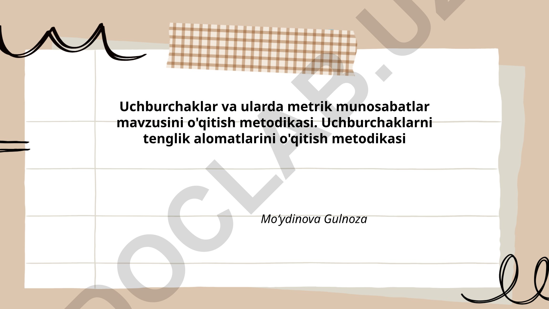 Uchburchaklar va metrik munosabatlar o'qitish metodikasi