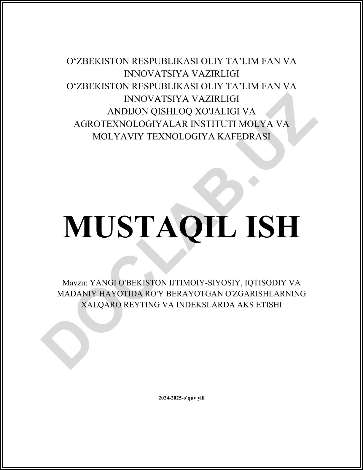 Yangi O'zbekistonning ijtimoiy-siyosiy, iqtisodiy va madaniy hayotidagi o'zgarishlarning xalqaro reyting va indekslarda aks etishi
