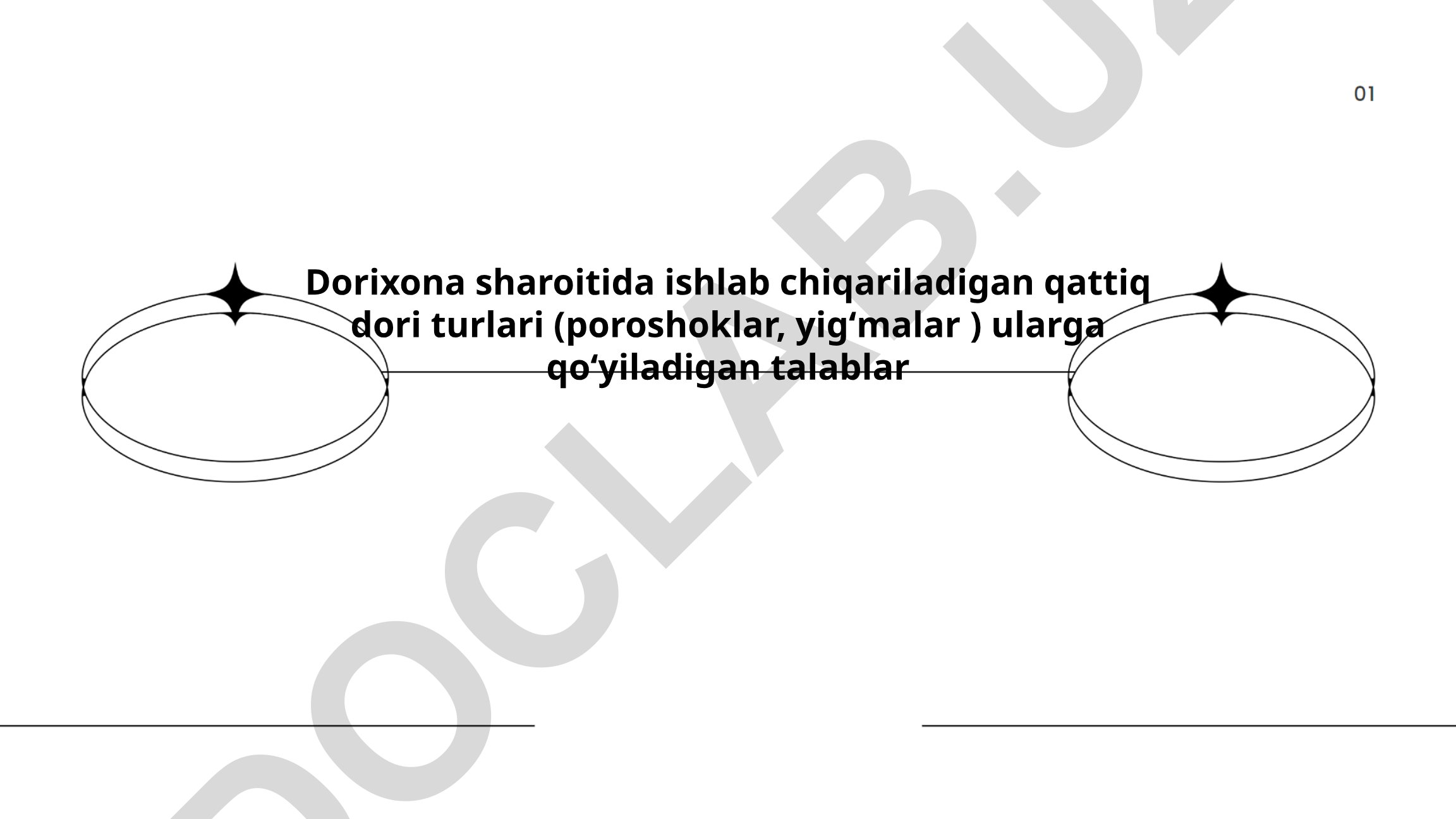 Dorixona sharoitida ishlab chiqariladigan qattiq dori turlari va talablar